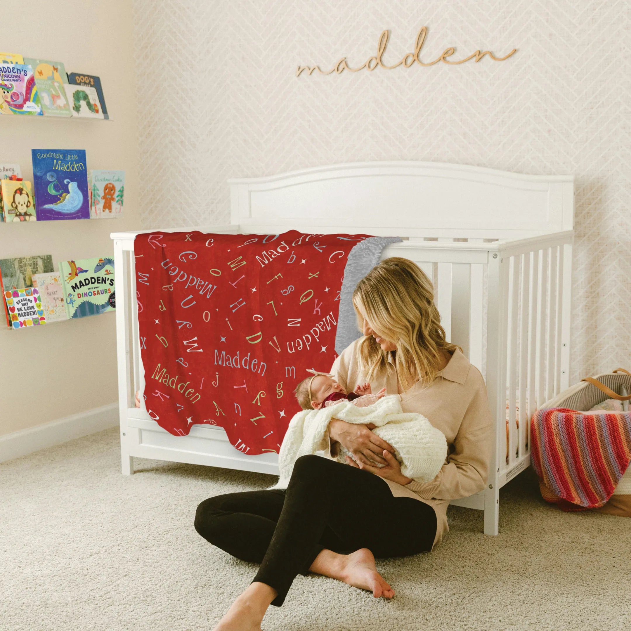 Name Toss Personalized Blanket – Red, Sherpa