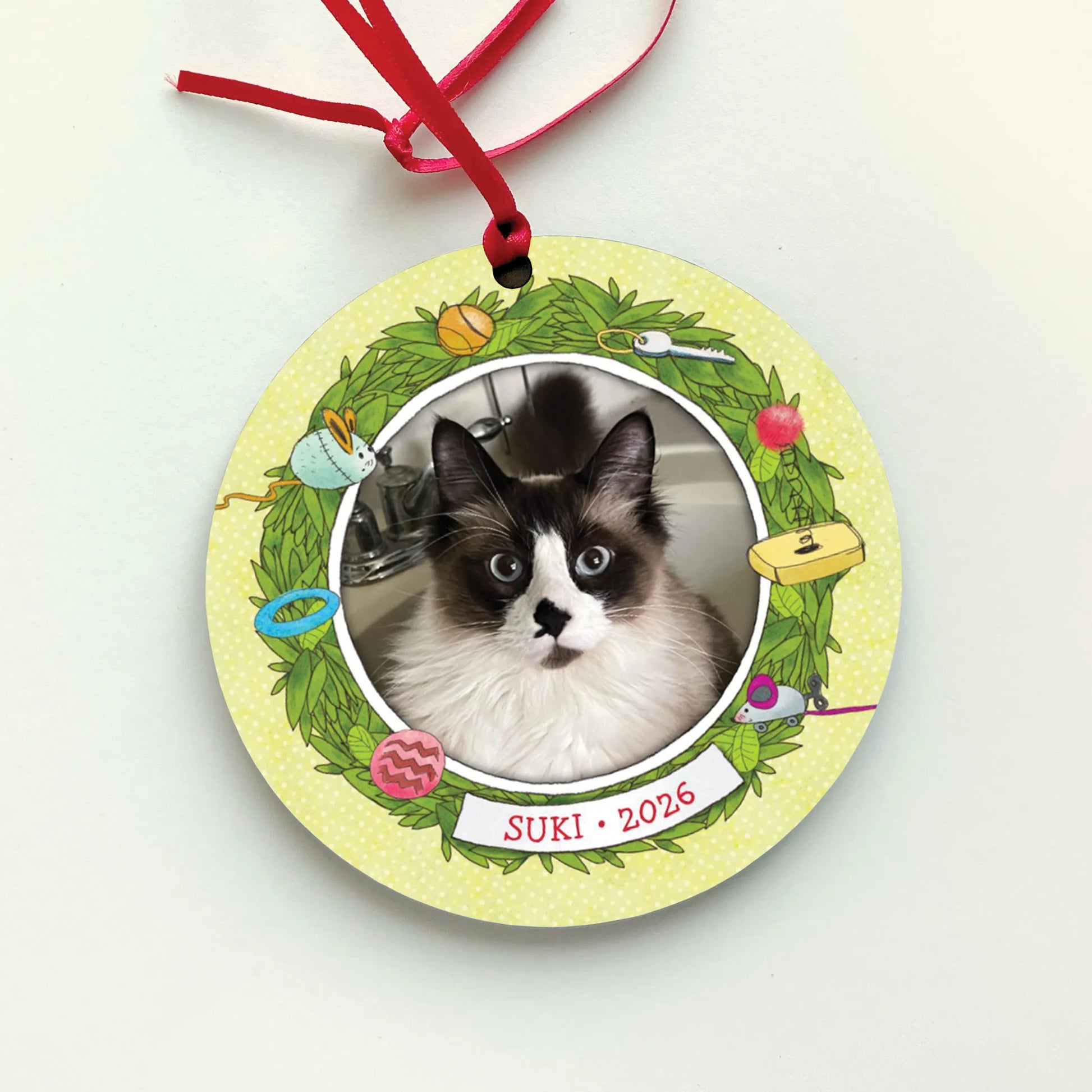 Merry Cat Personalized Photo Ornament