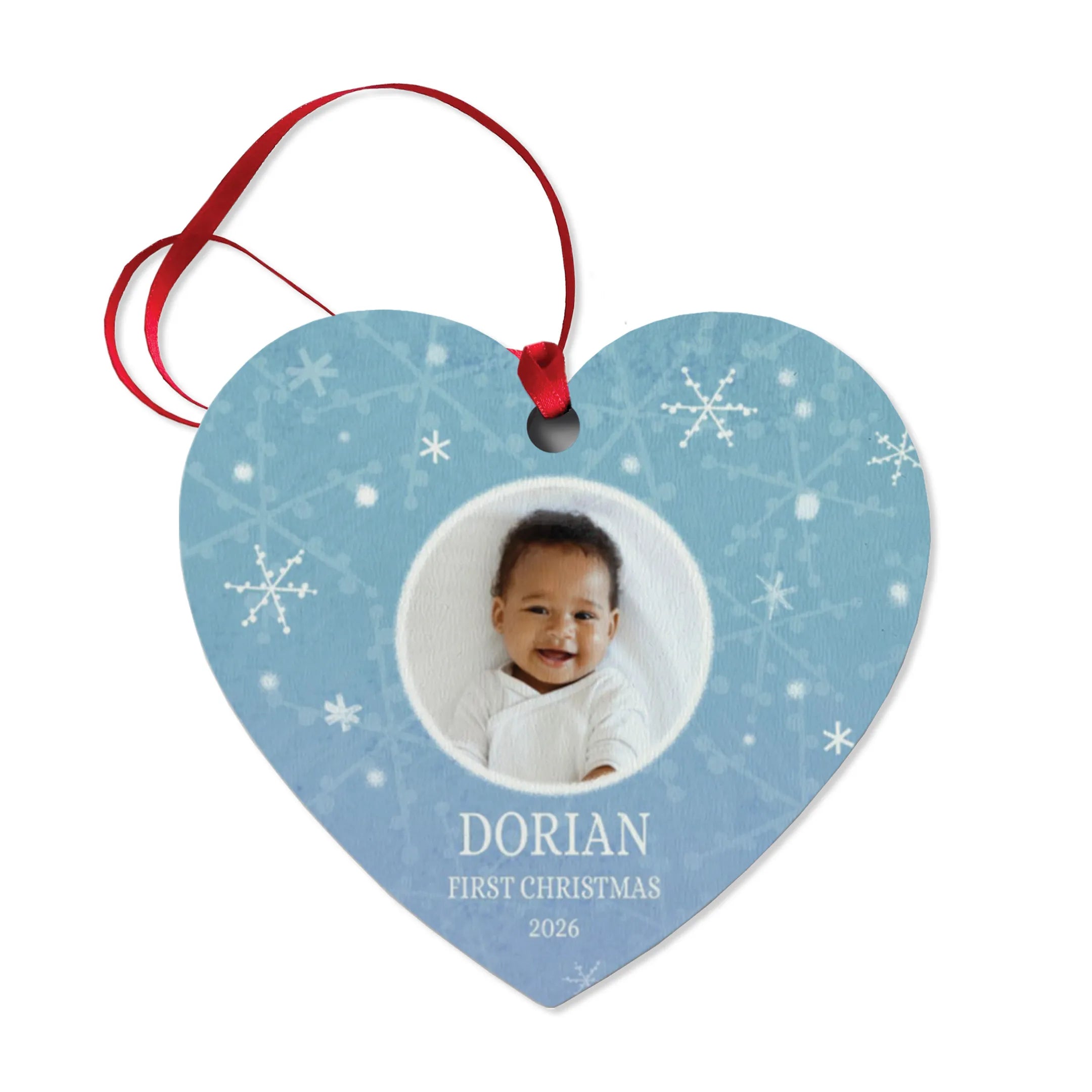Flurry of Love Personalized Heart Photo Ornament