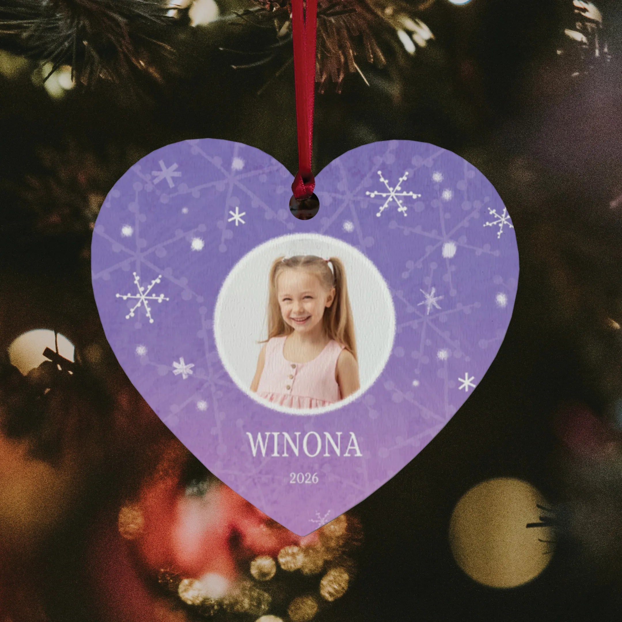 Flurry of Love Personalized Heart Photo Ornament
