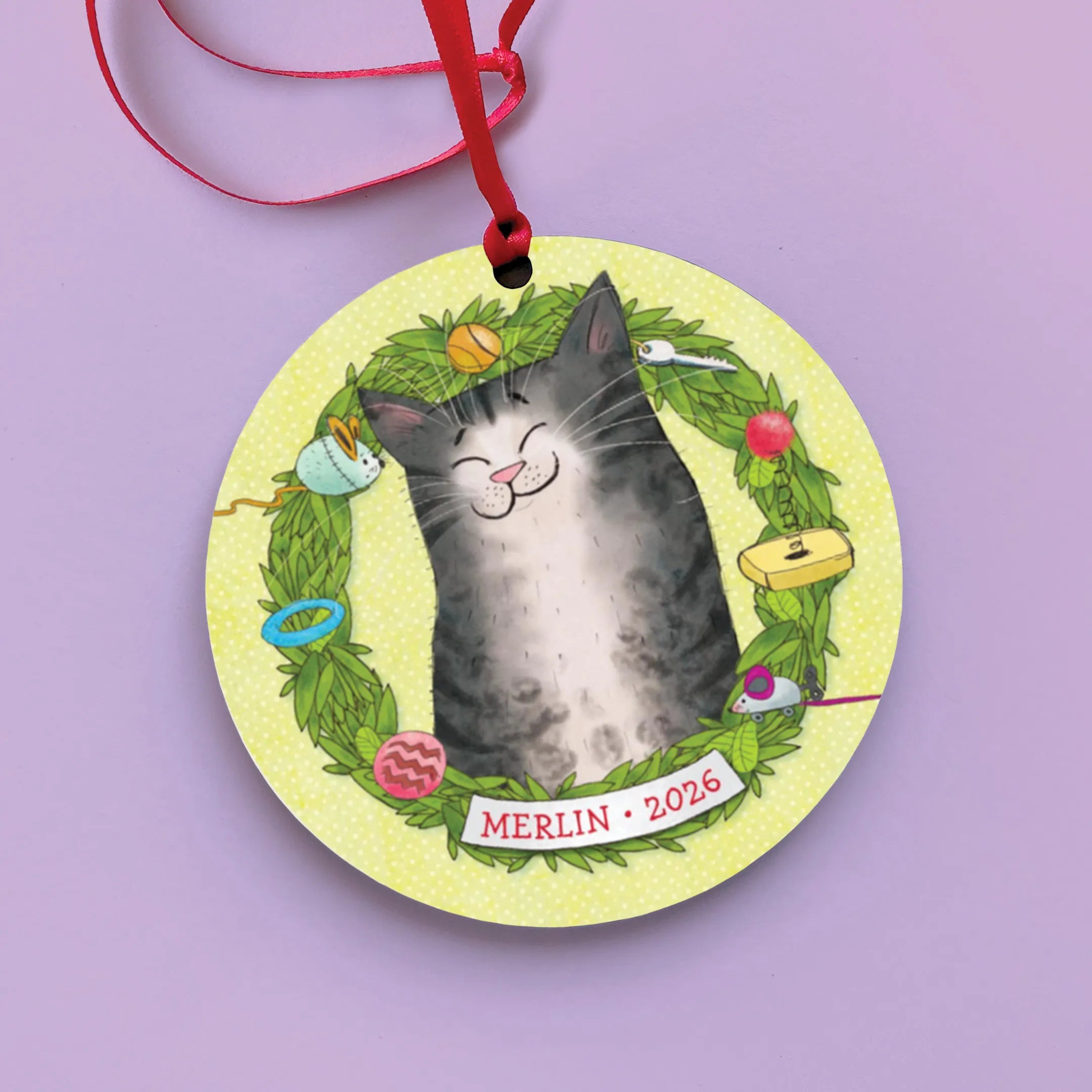 Merry Cat Personalized Ornament