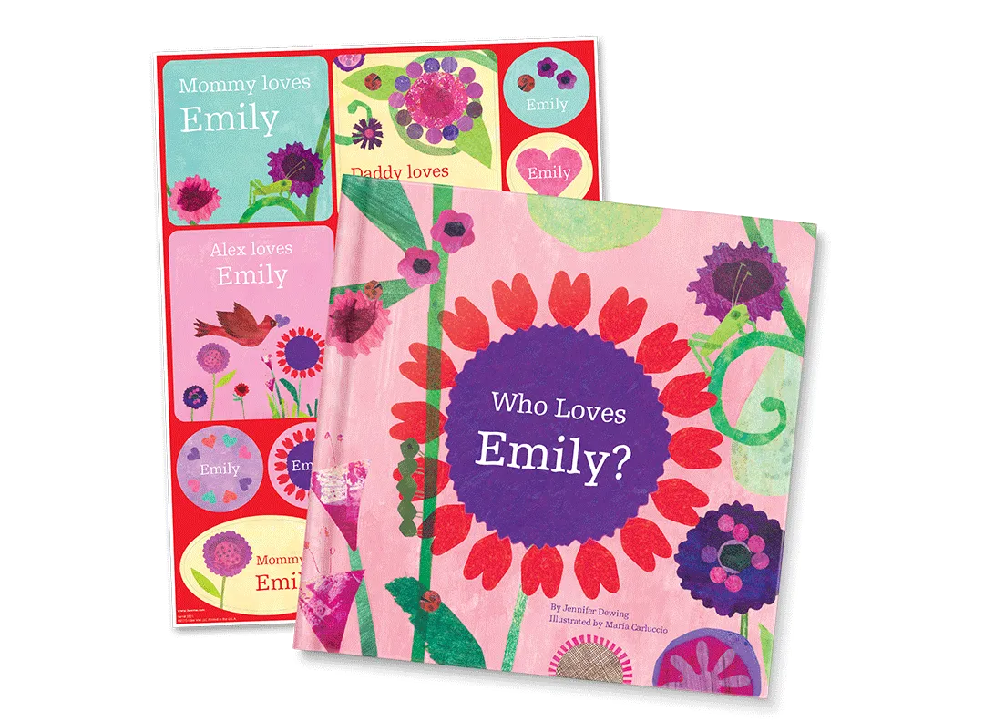 Who Loves Me? Pink Personalized Book and Stickers Gift Set