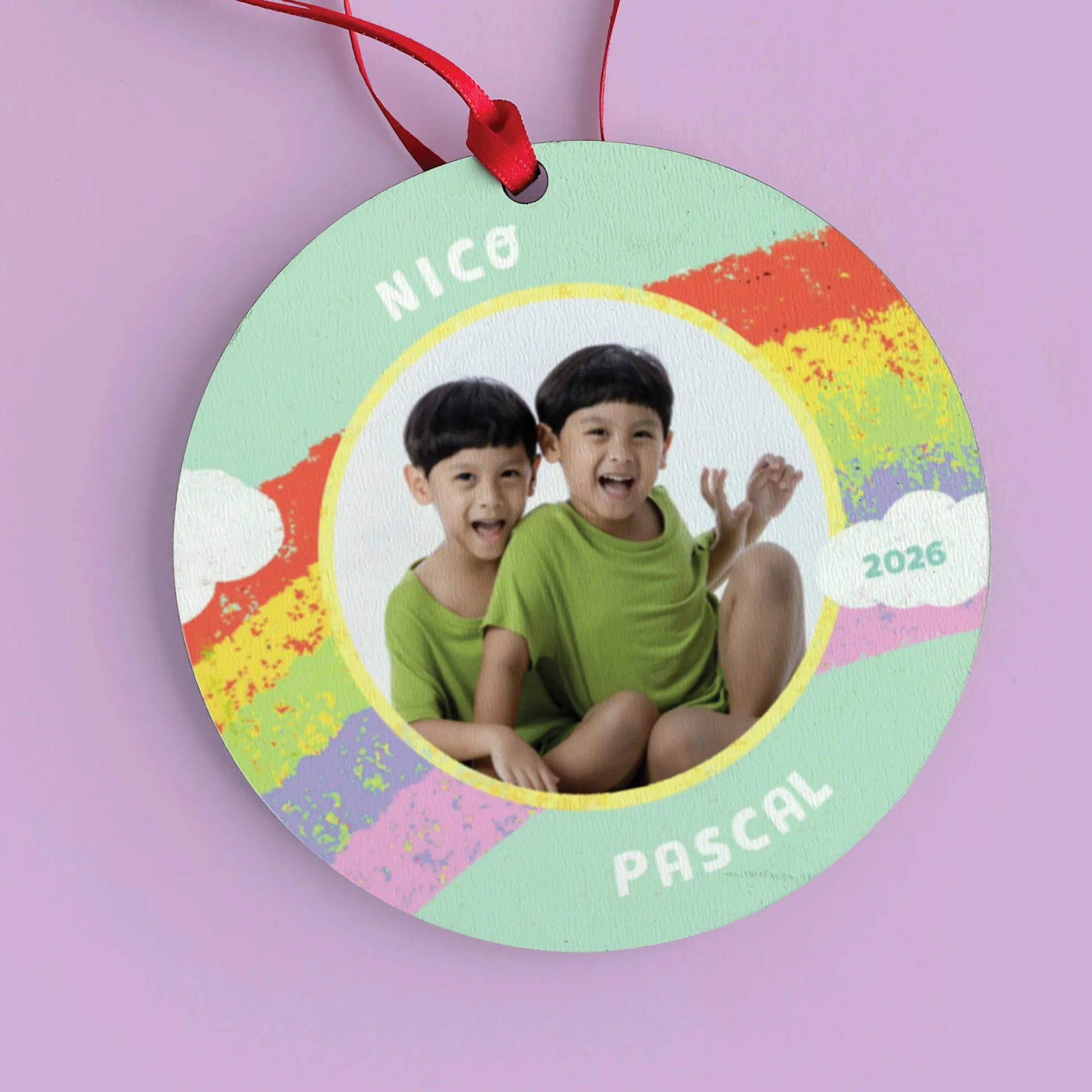 Rainbow Personalized Photo Ornament
