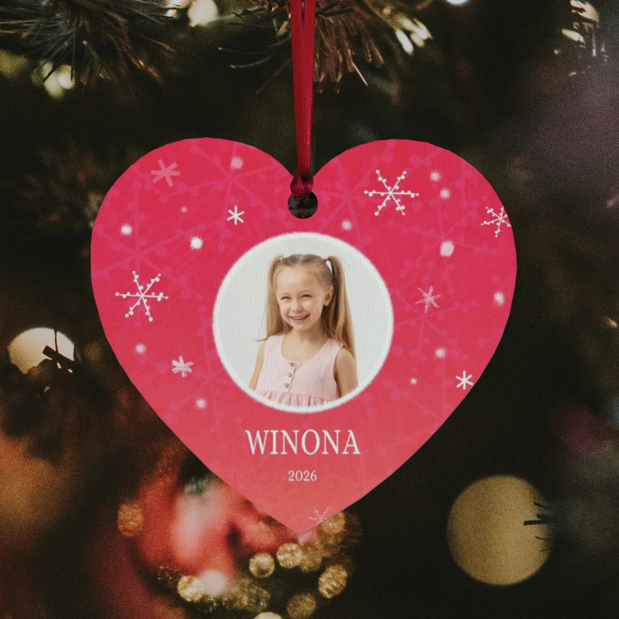 Flurry of Love Personalized Heart Photo Ornament