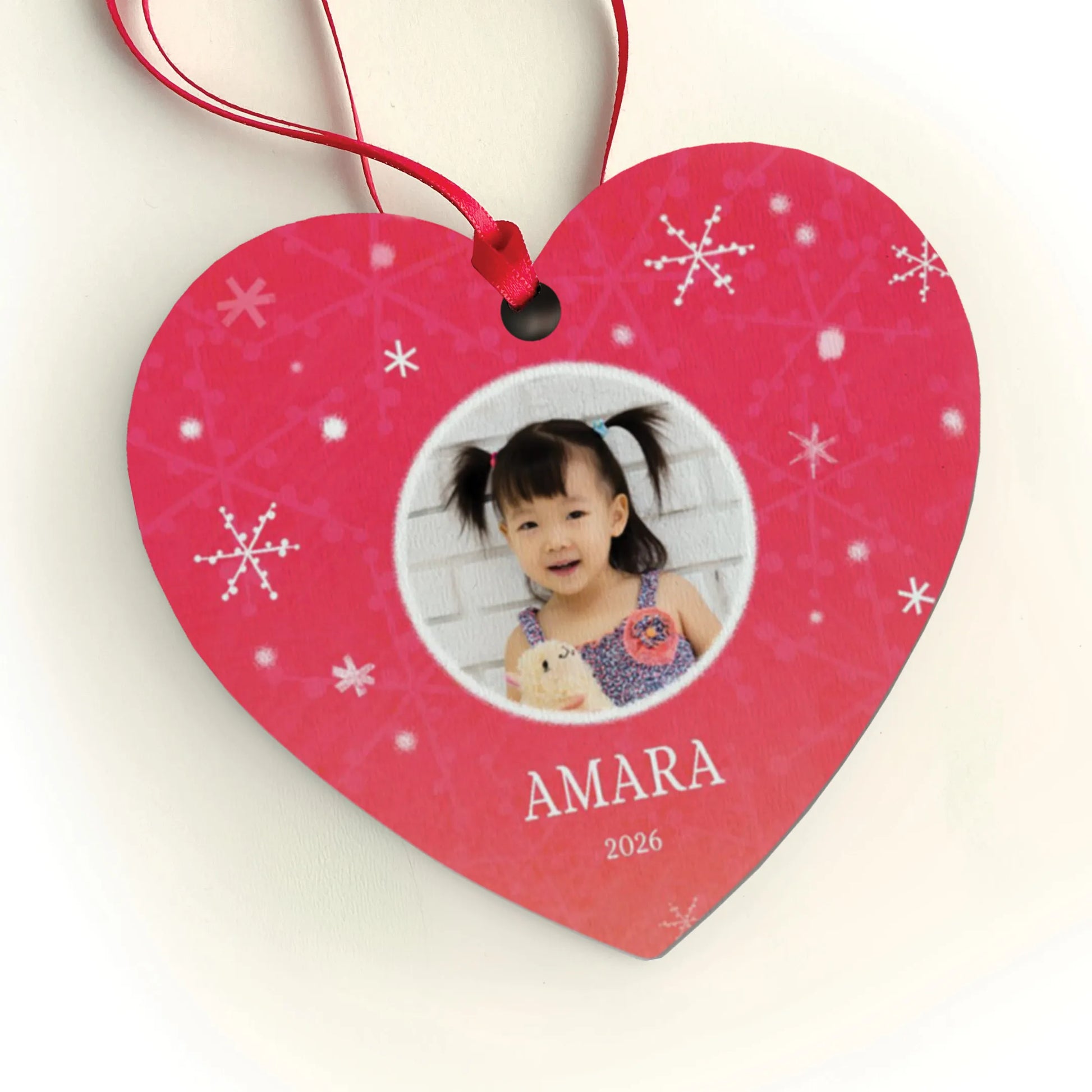 Flurry of Love Personalized Heart Photo Ornament