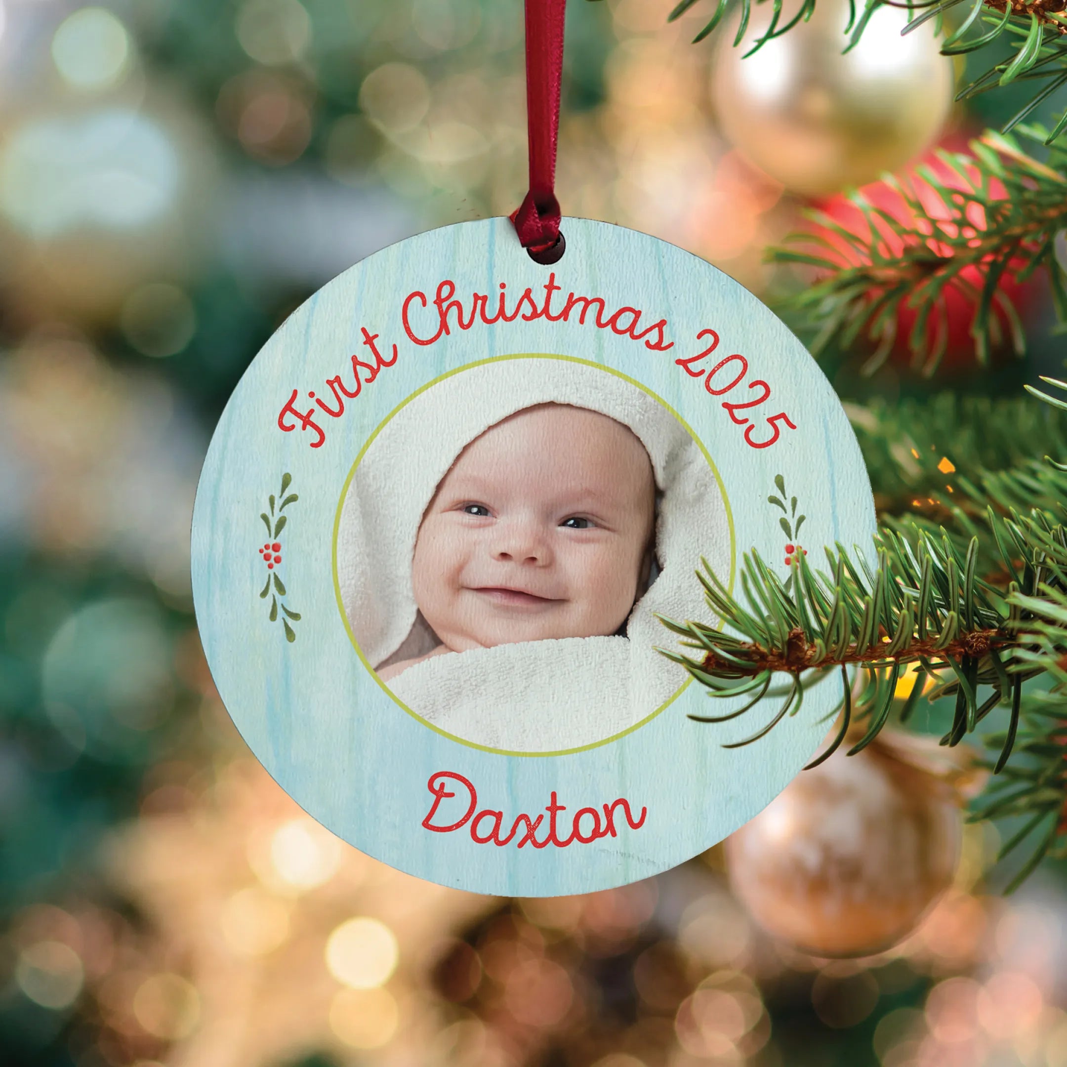 Baby's First Christmas Personalized Board Book and Ornament Gift Set