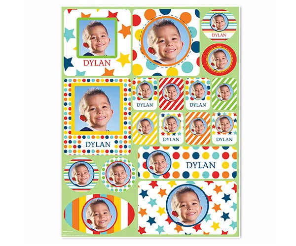 Picture Perfect Personalized Stickers - Blue