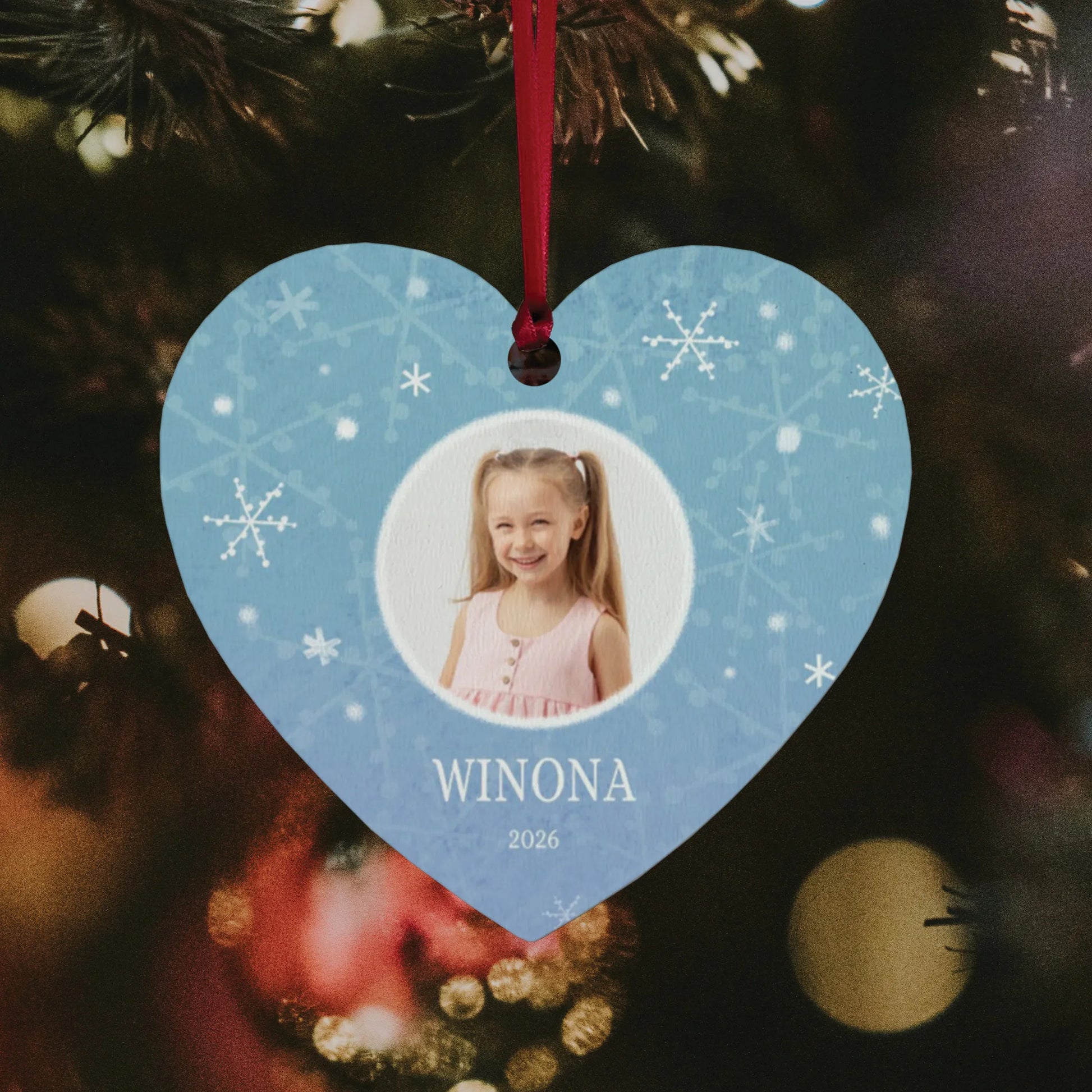 Flurry of Love Personalized Heart Photo Ornament