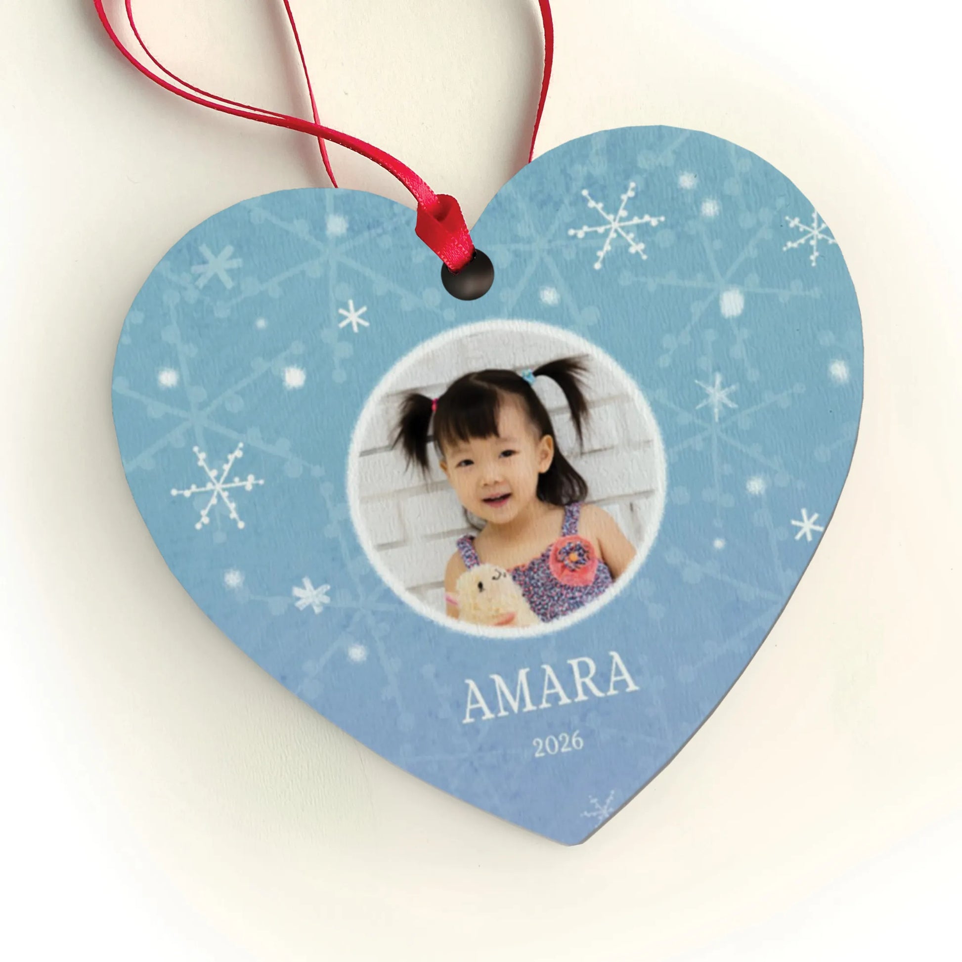 Flurry of Love Personalized Heart Photo Ornament