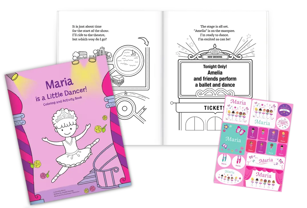 I'm a Little Dancer Personalized Coloring Book and Sticker Gift Set