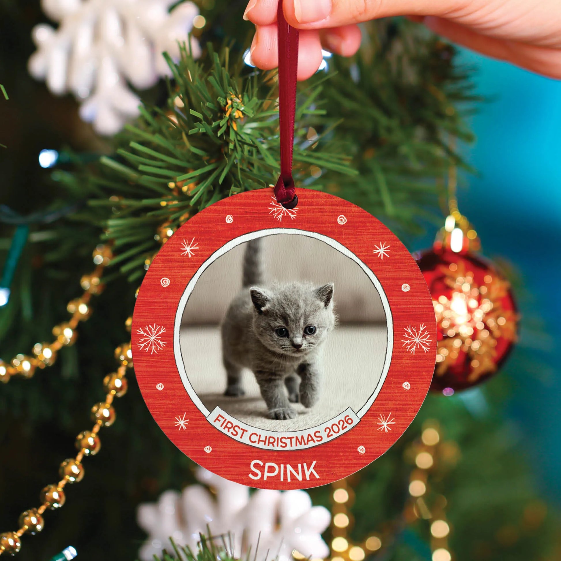 Cat's First Christmas Personalized Ornament