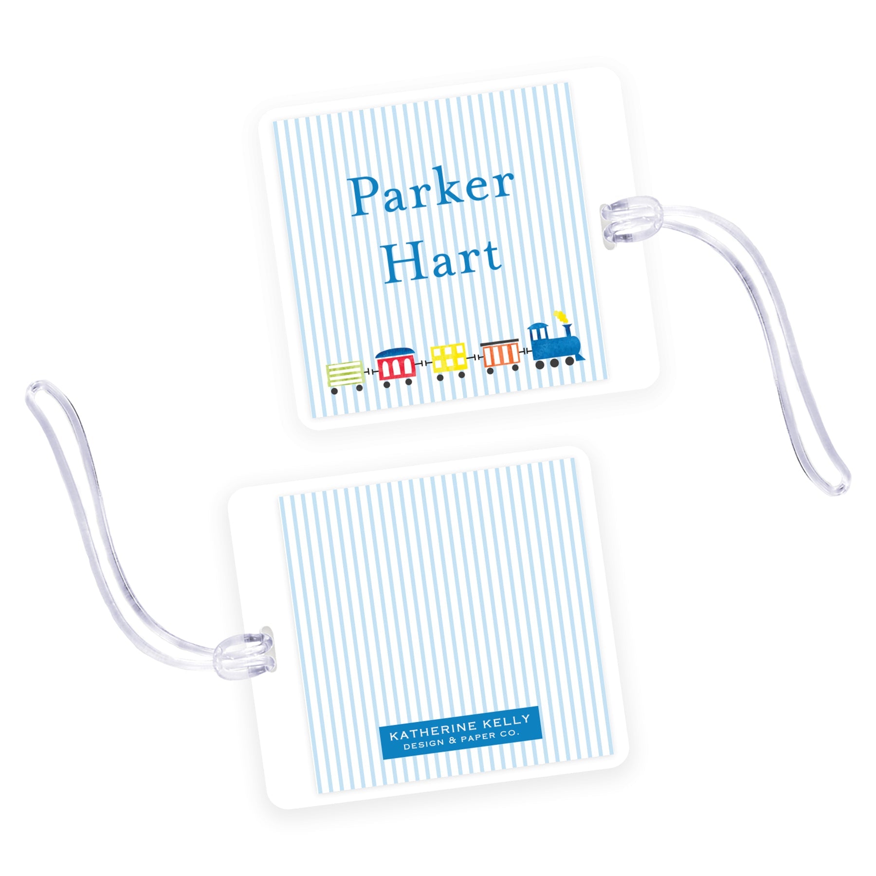 Choo Choo Train Square Laminated Bag Tag