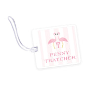 Flamingo Square Laminated Bag Tag