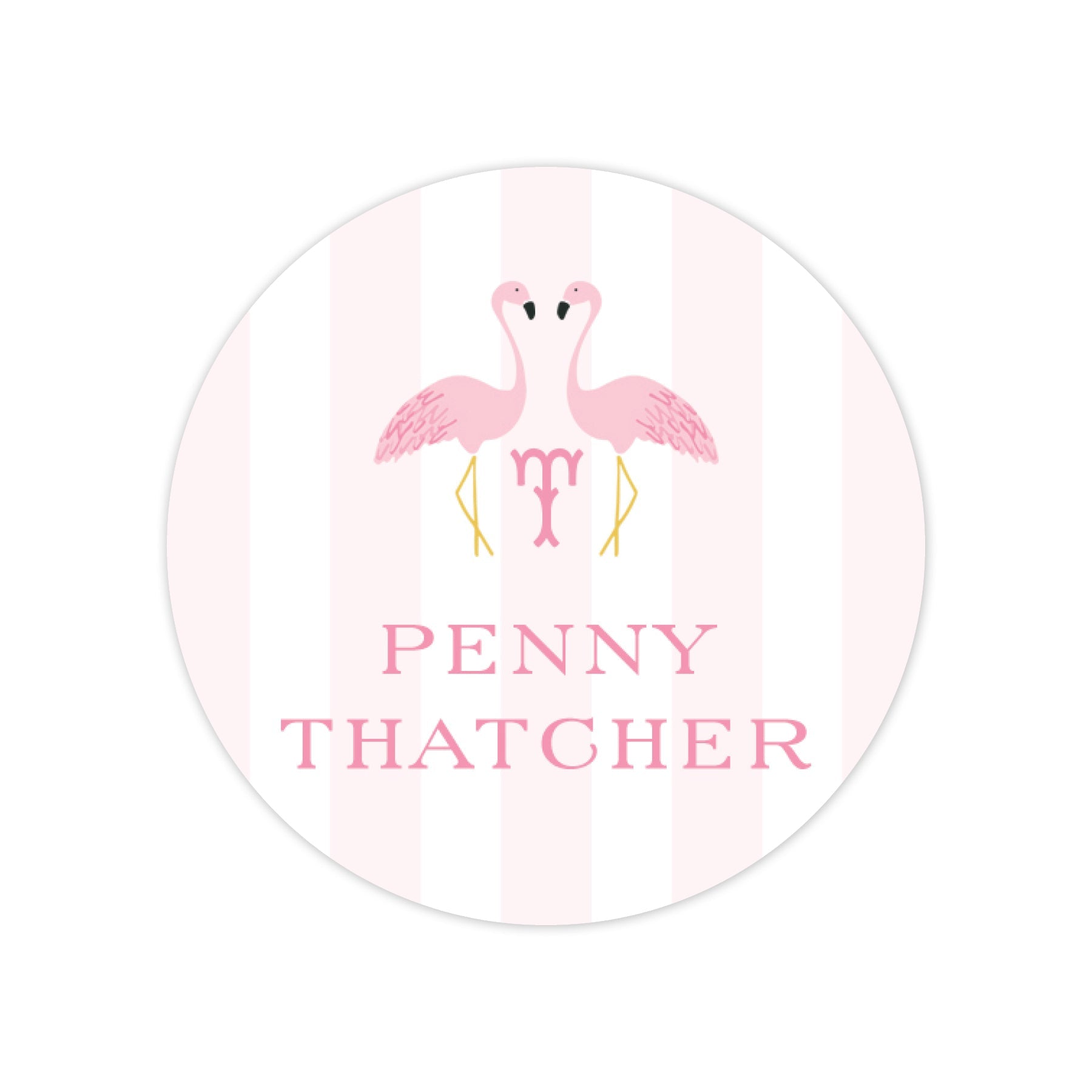 Flamingo Round Vinyl School Labels
