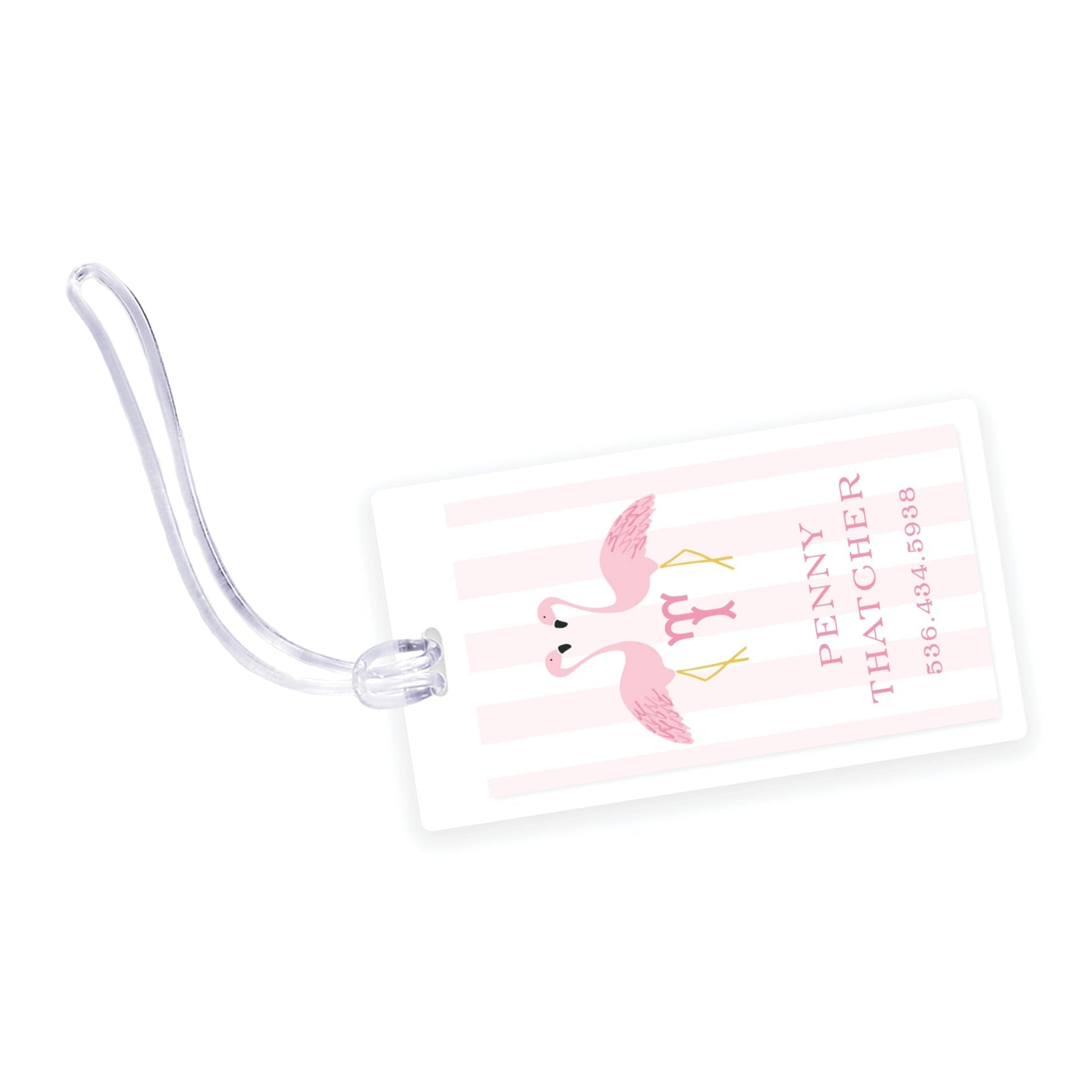 Flamingo Initial Laminated Bag Tag