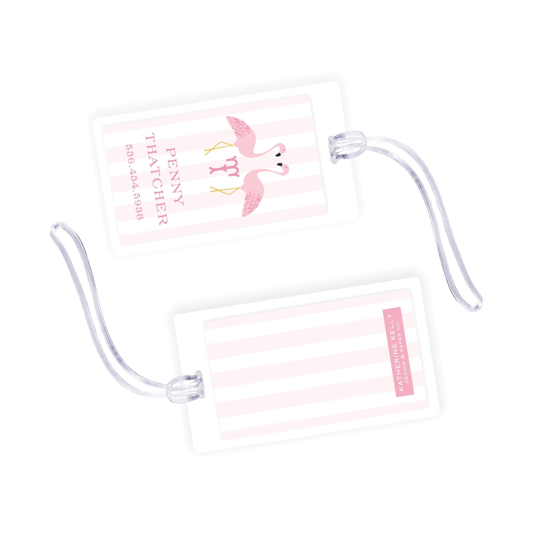 Flamingo Initial Laminated Bag Tag