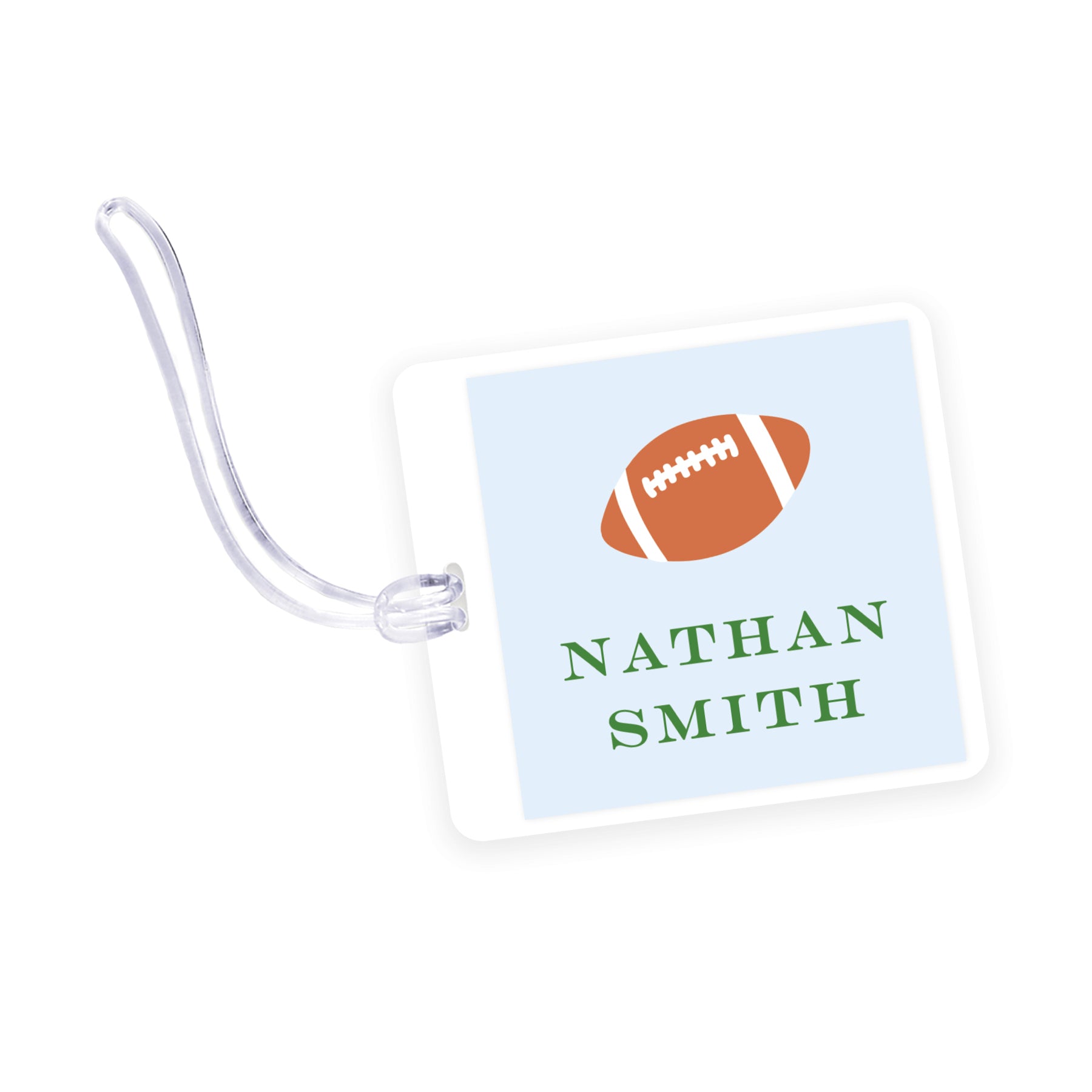 Football Square Laminated Bag Tag