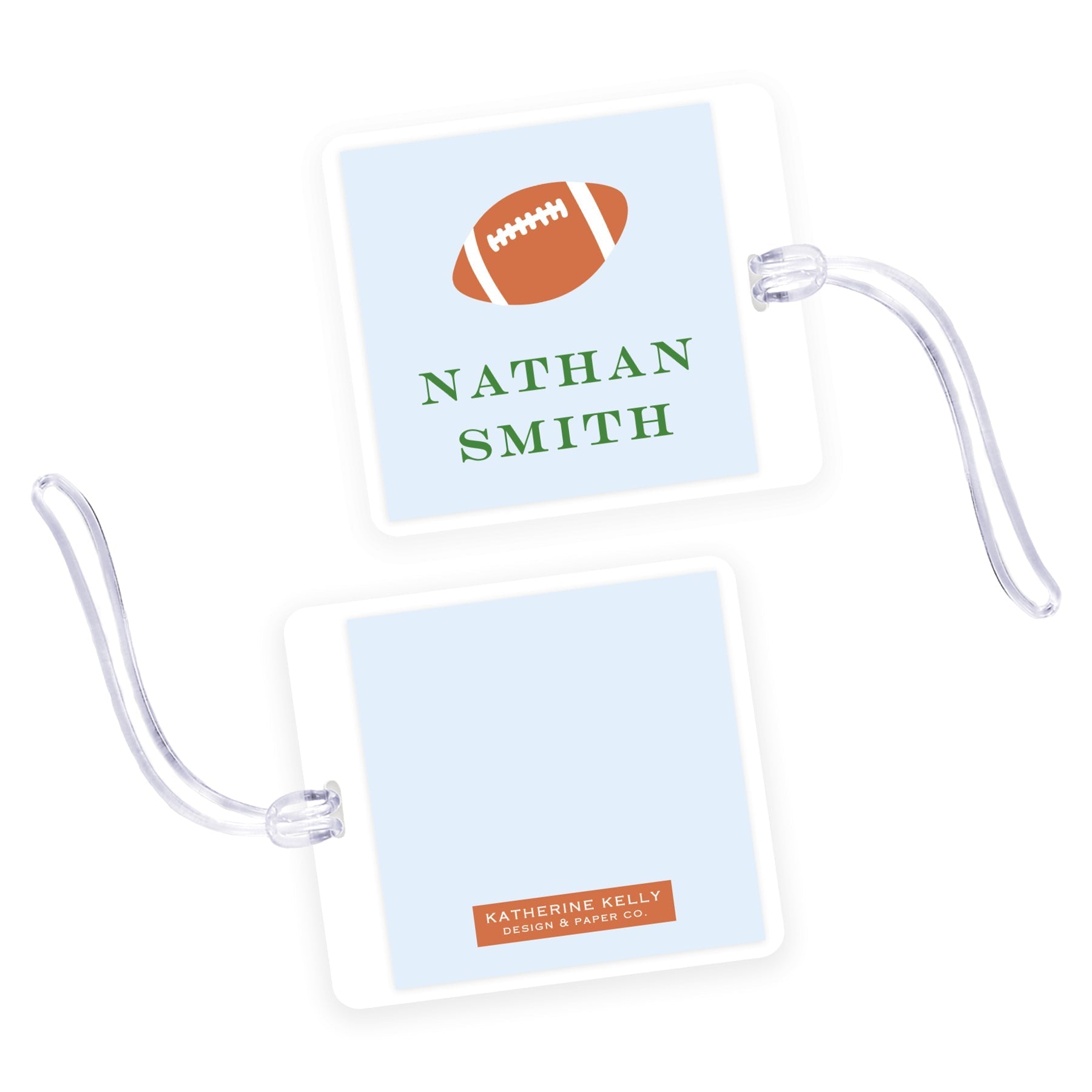 Football Square Laminated Bag Tag