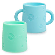 Popyum Silicone Training Cup 2-pack For Baby And Toddler, Handles, Bpa Free, Self Feeding Training, Tumbler (sky Blue And Mint Green)