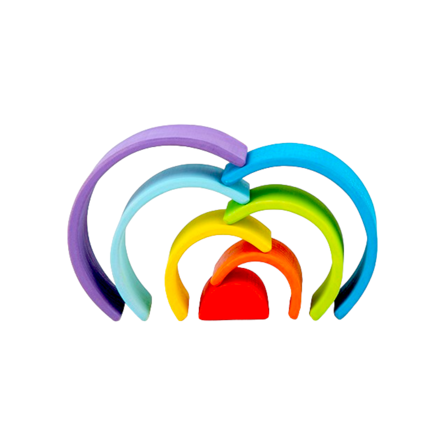 7 Pcs Stained Mini Wooden Rainbow Stacker In Stained Purple Sunset Color