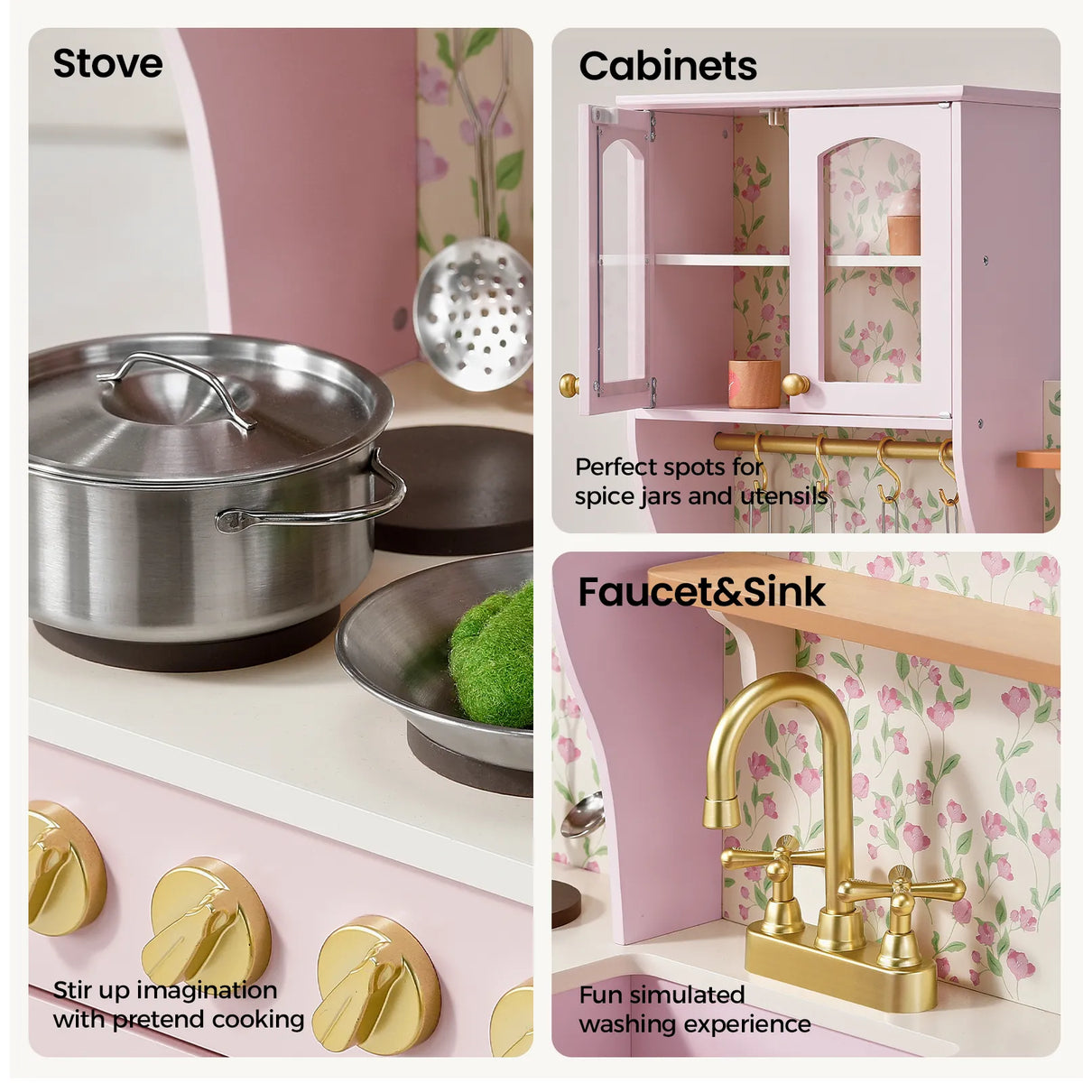 ® Wooden Play Kitchen With Storage For Creative Toddlers