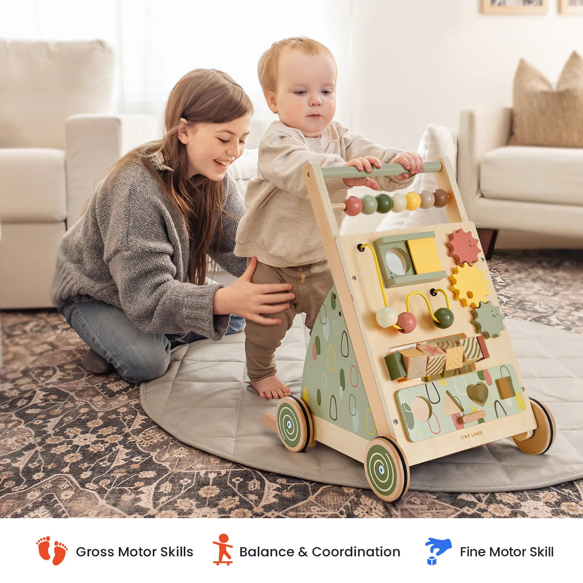 ® Sage Green Wooden Baby Walker
