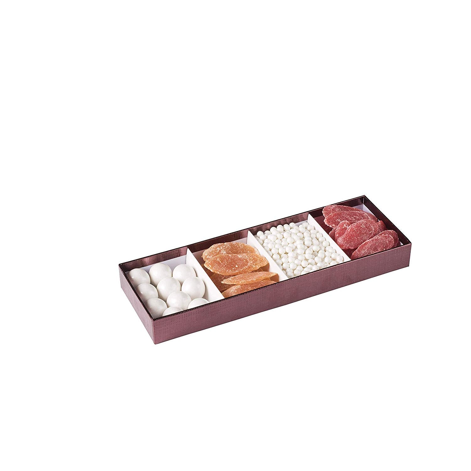 Four Section Maroon Tray 8 Packs Gift Box With Clear Cover 11" X 3.75" X 1.25"