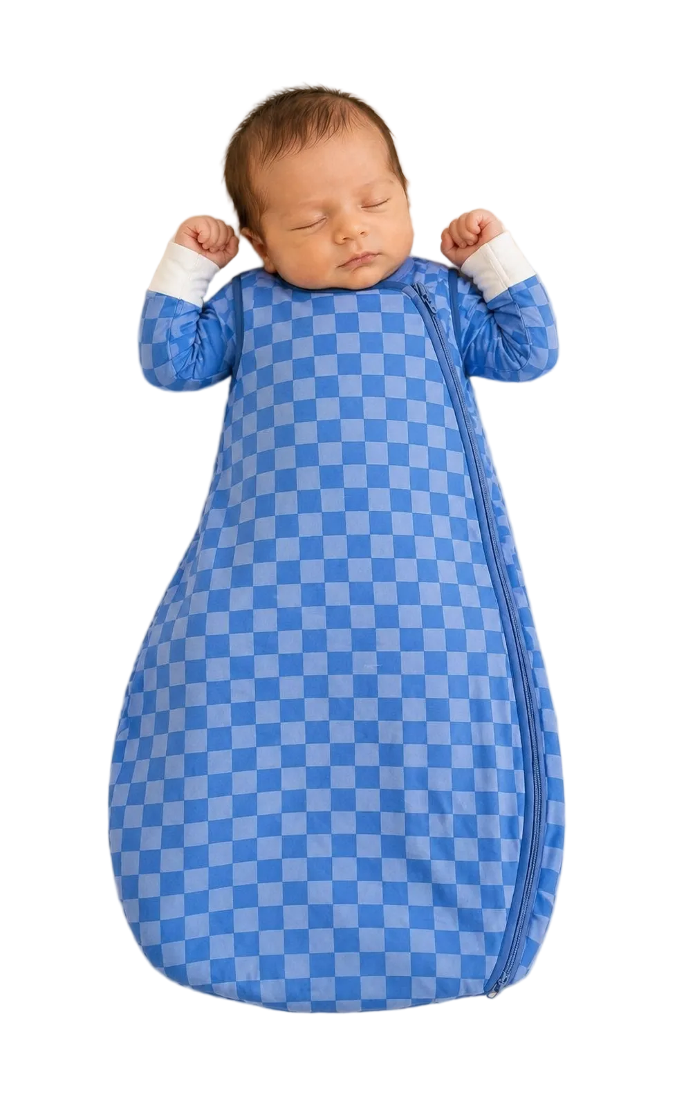 Blue Checkered Bamboo Sleep Sack 1.0 Tog | Lightweight Breathable Baby Sleep Bag