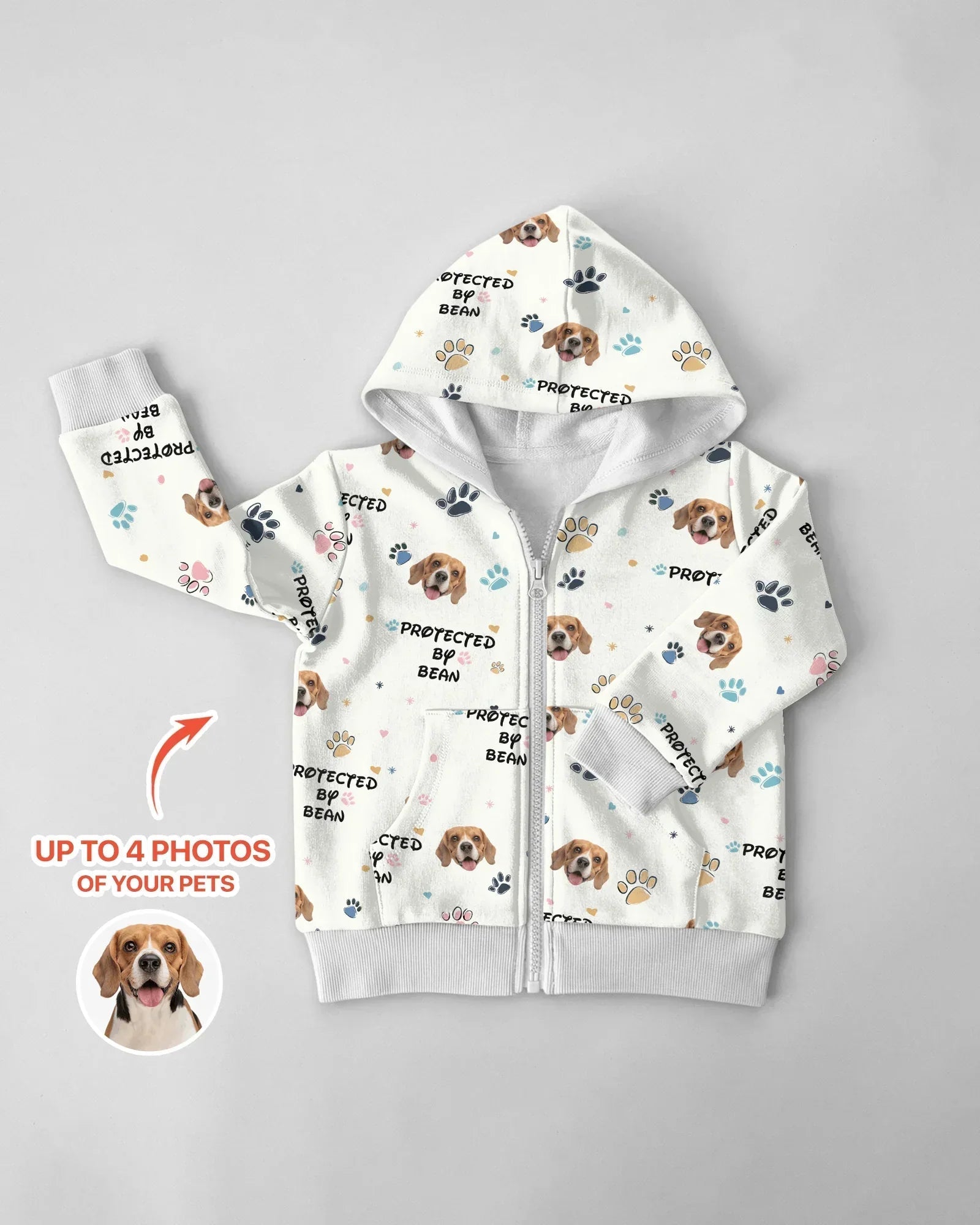 Custom Dog Photo "protected By" Bamboo Zip Hoodie