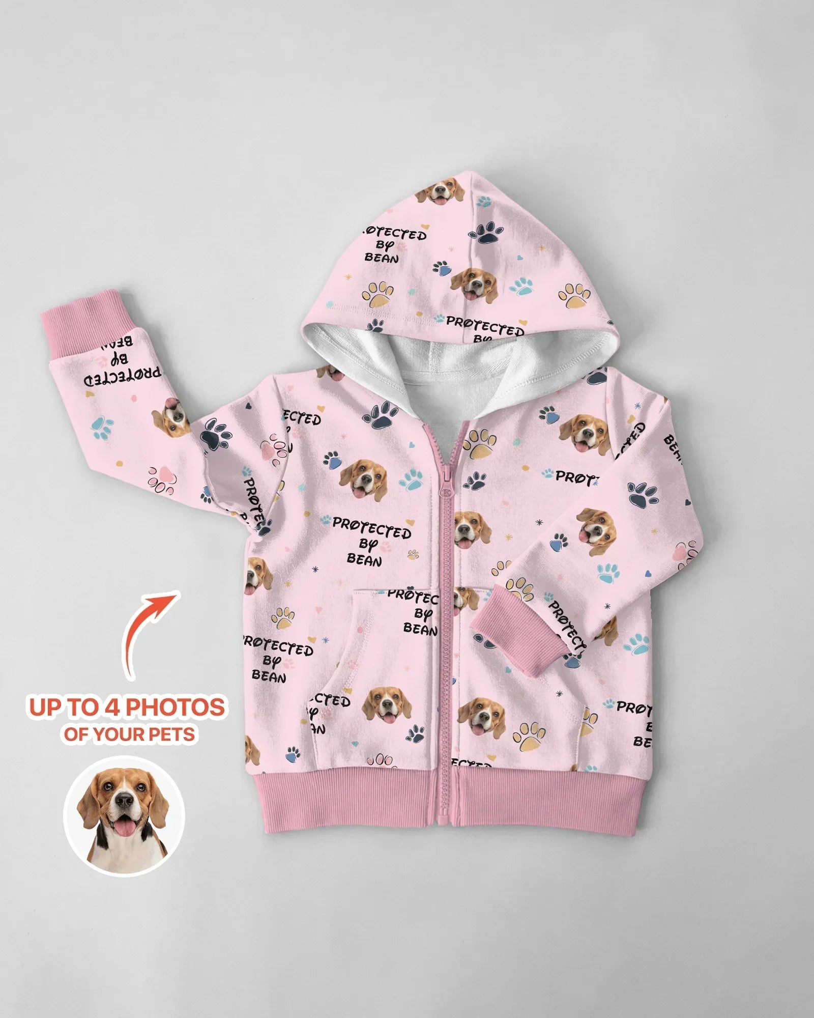 Custom Dog Photo "protected By" Bamboo Zip Hoodie