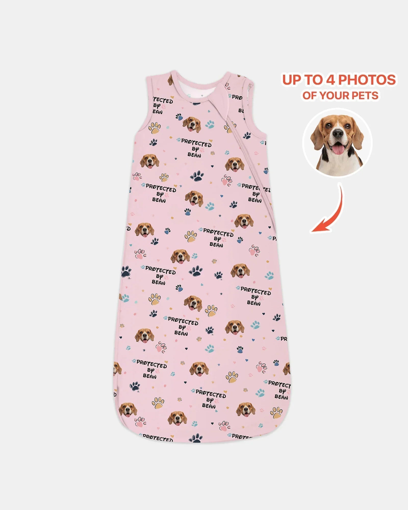 Custom Dog Photo Pattern Protected By Bamboo Sleep Bag