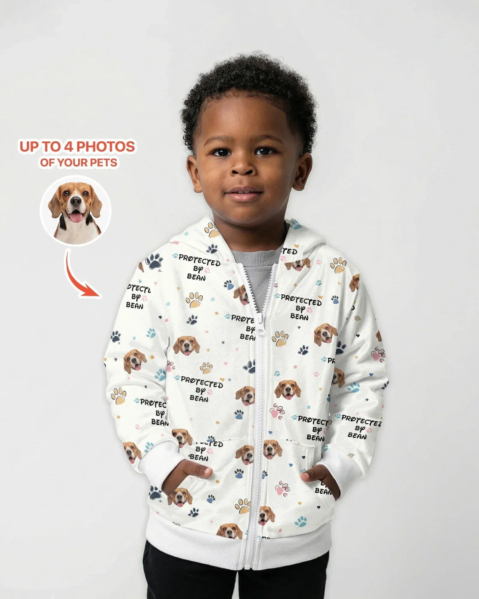 Custom Dog Photo "protected By" Bamboo Zip Hoodie