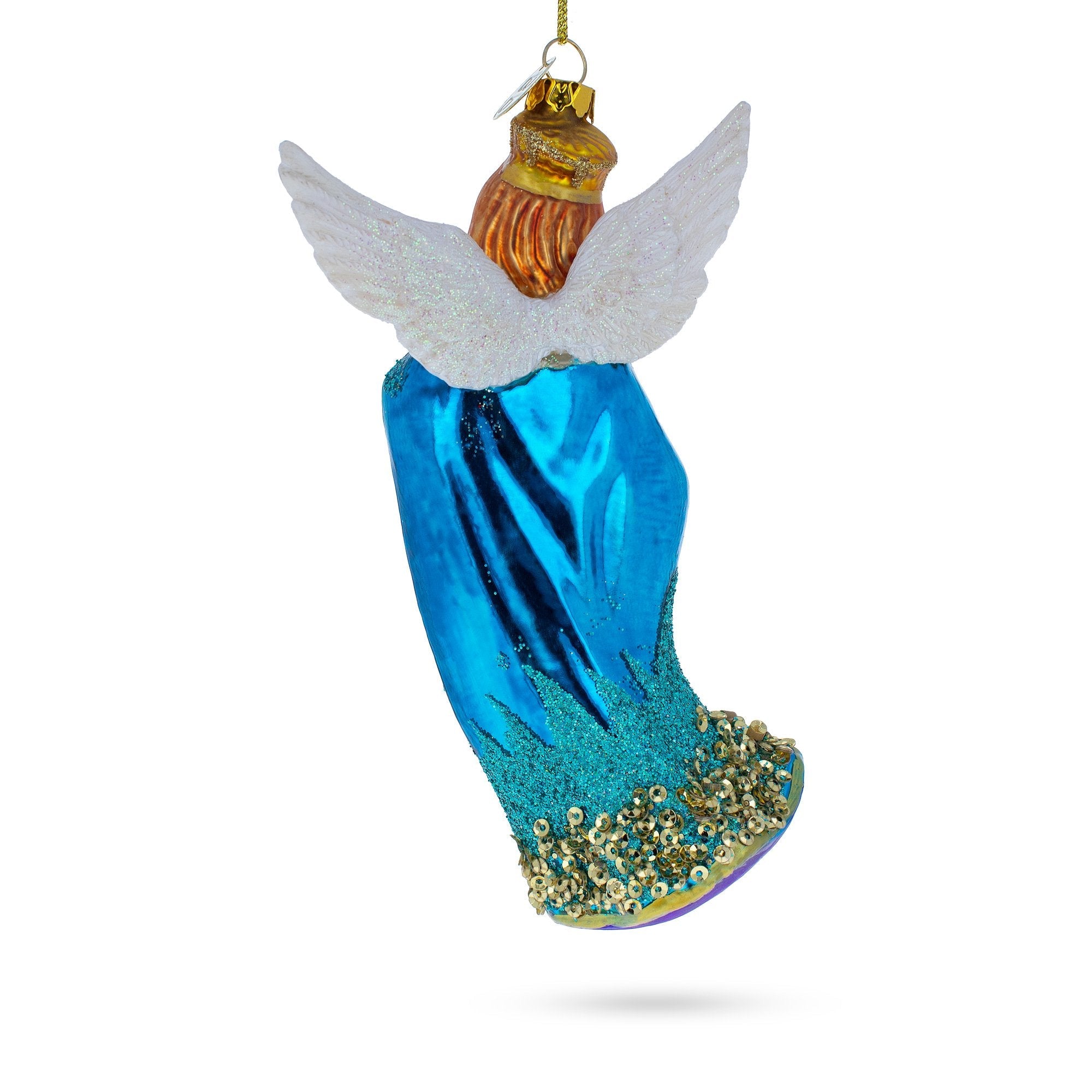 Serene Angel With Basket Of Flowers - Blown Glass Christmas Ornament