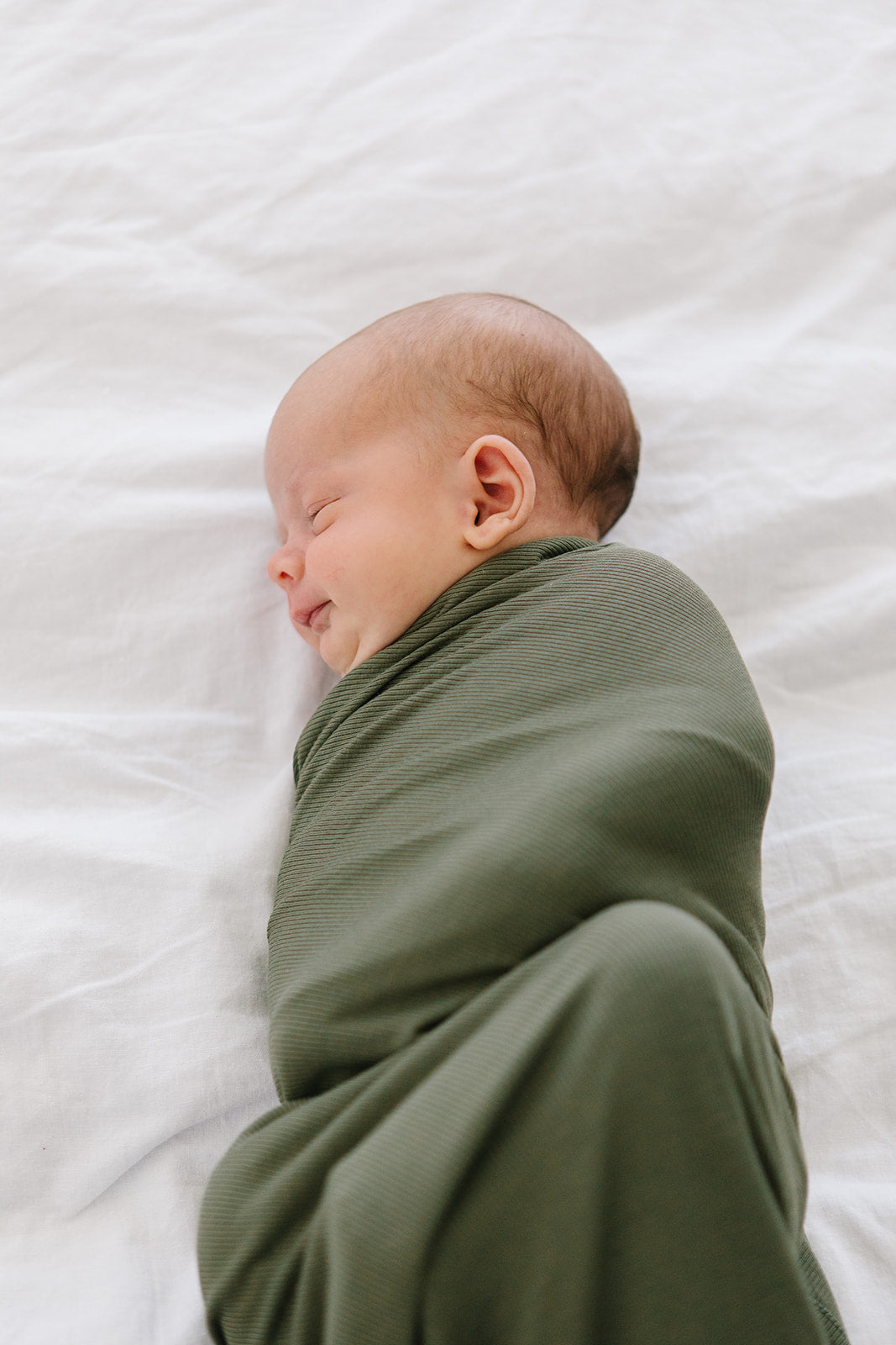 Olive Ribbed Stretchy Swaddle