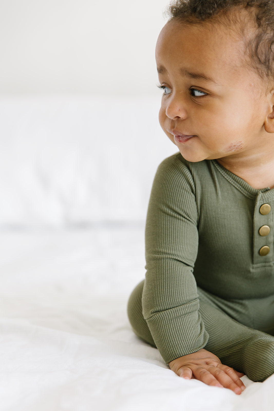Olive Ribbed Two-piece Set
