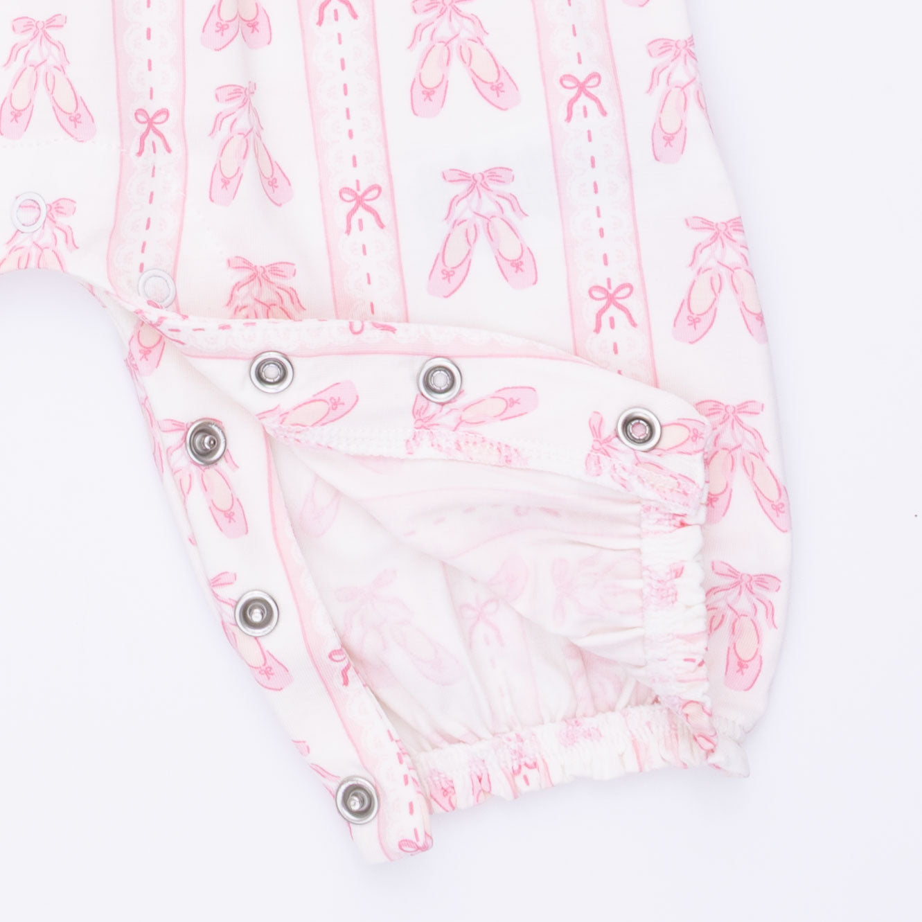 Ballet Shoes Ribbon Stripe - Ruffle Sleeve Snap Romper