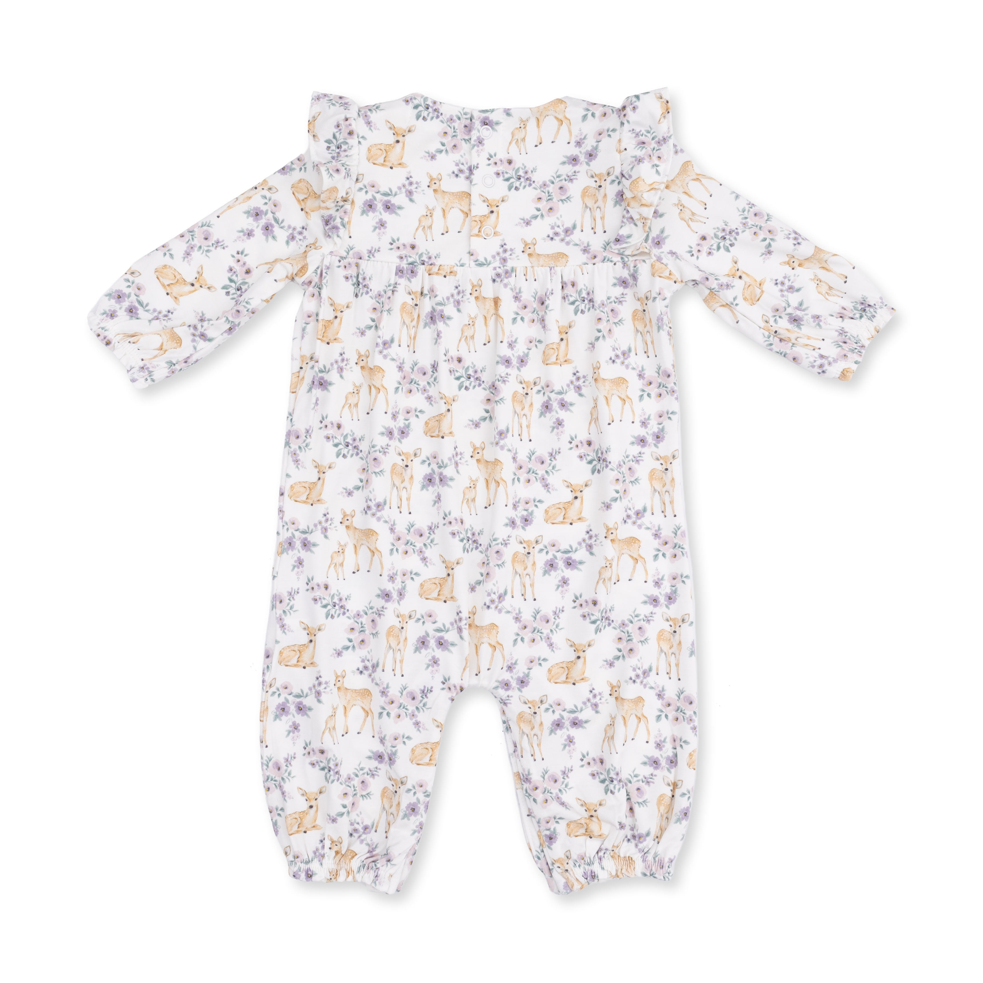Floral Deer - Ruffle Sleeve Snap Romper