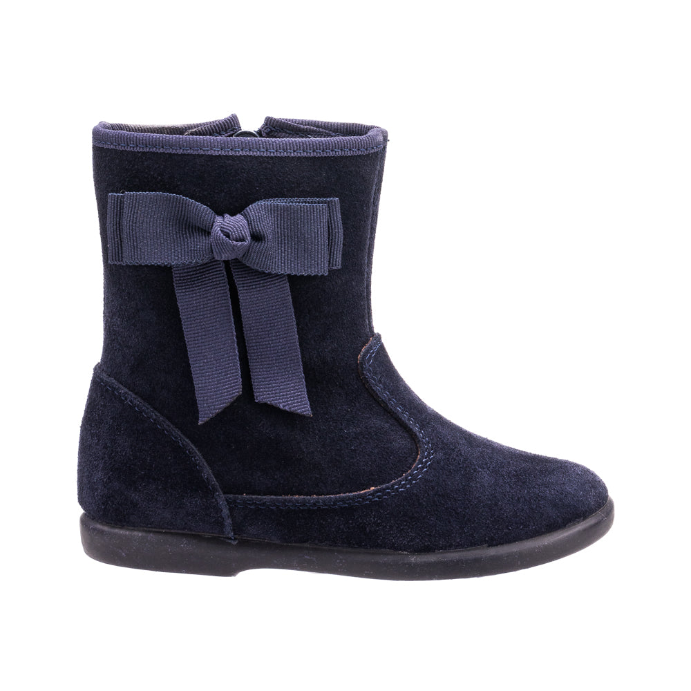 Boots With Bow Suede Navy