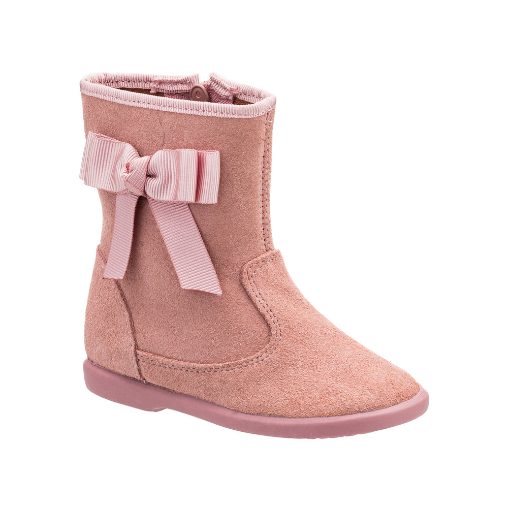 Boots With Bow Suede Pink