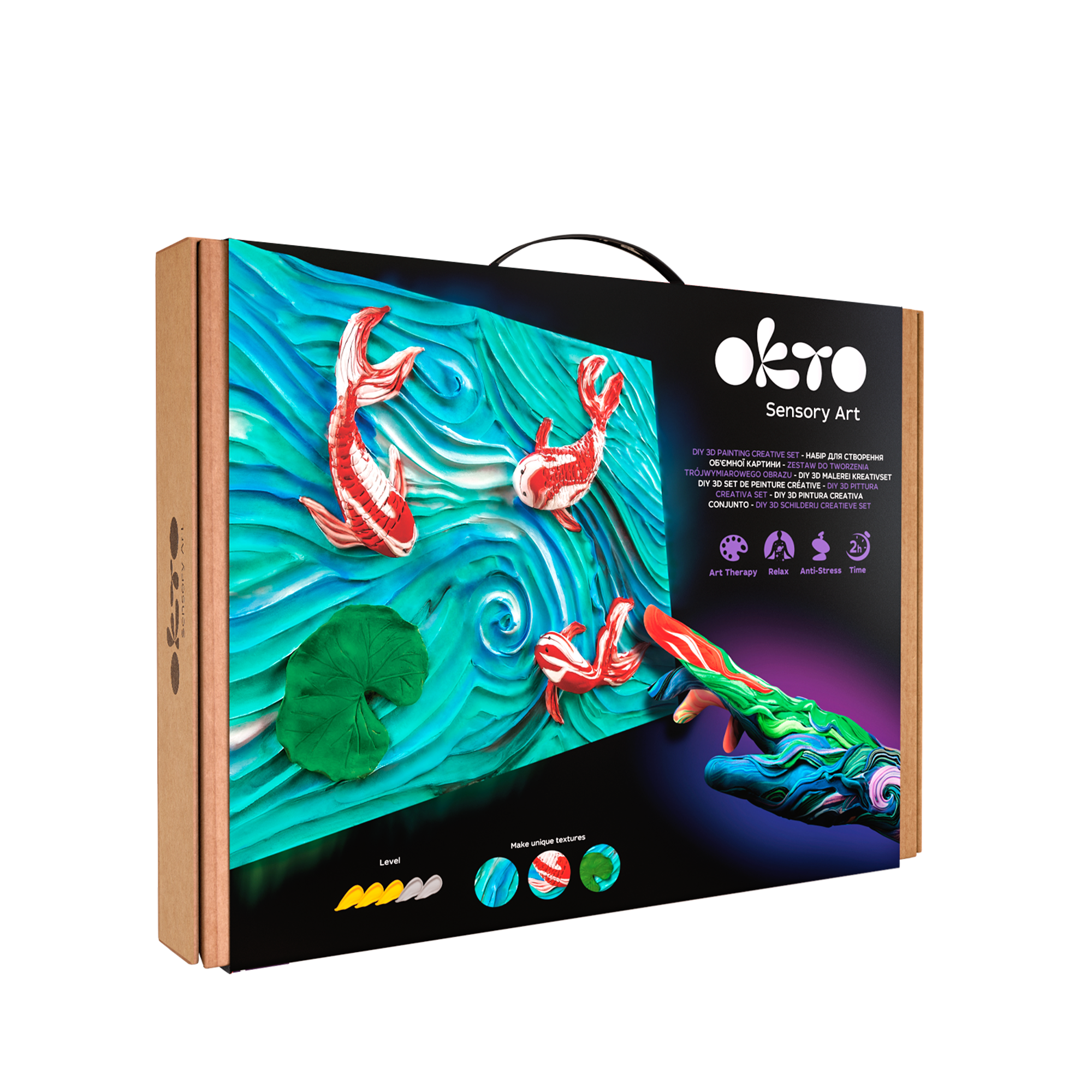Okto Sensory Art 3d Painting “koi Carps” – 11.8” X 15.7” Canvas Kit