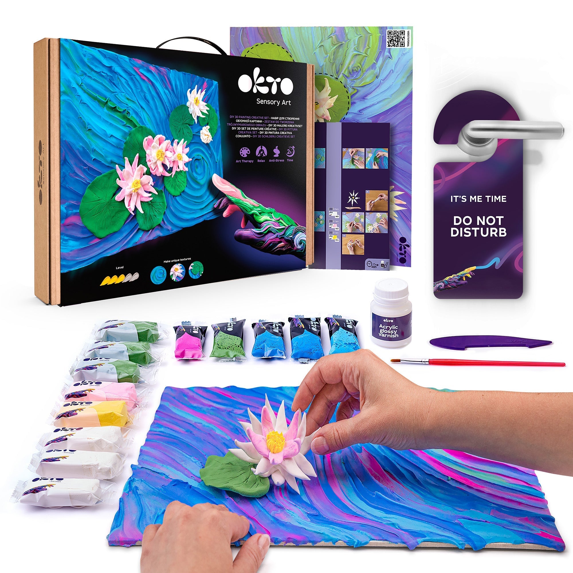 Okto Sensory Art 3d Painting “water Lilies” – 11.8” X 15.7” Canvas Kit