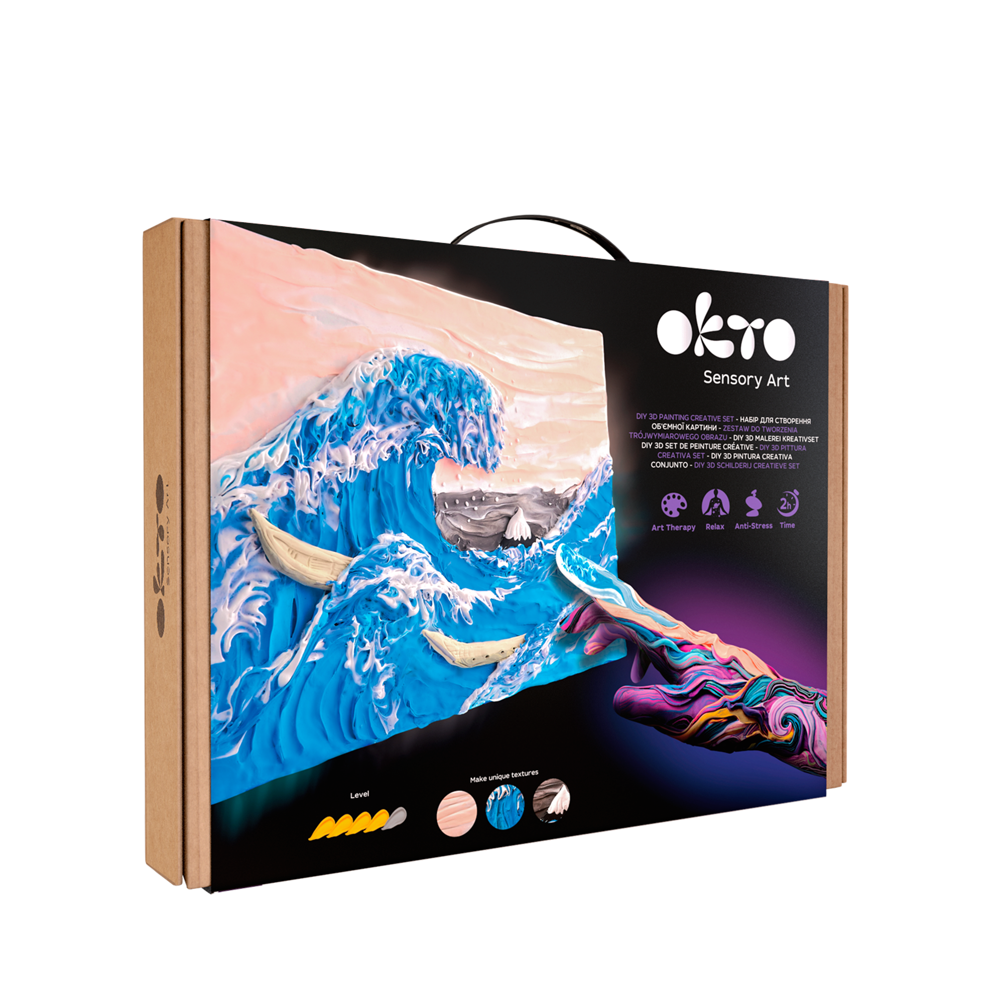 Okto Sensory Art 3d Painting “the Great Wave Off Kanagawa” – 11.8” X 15.7” Canvas Kit