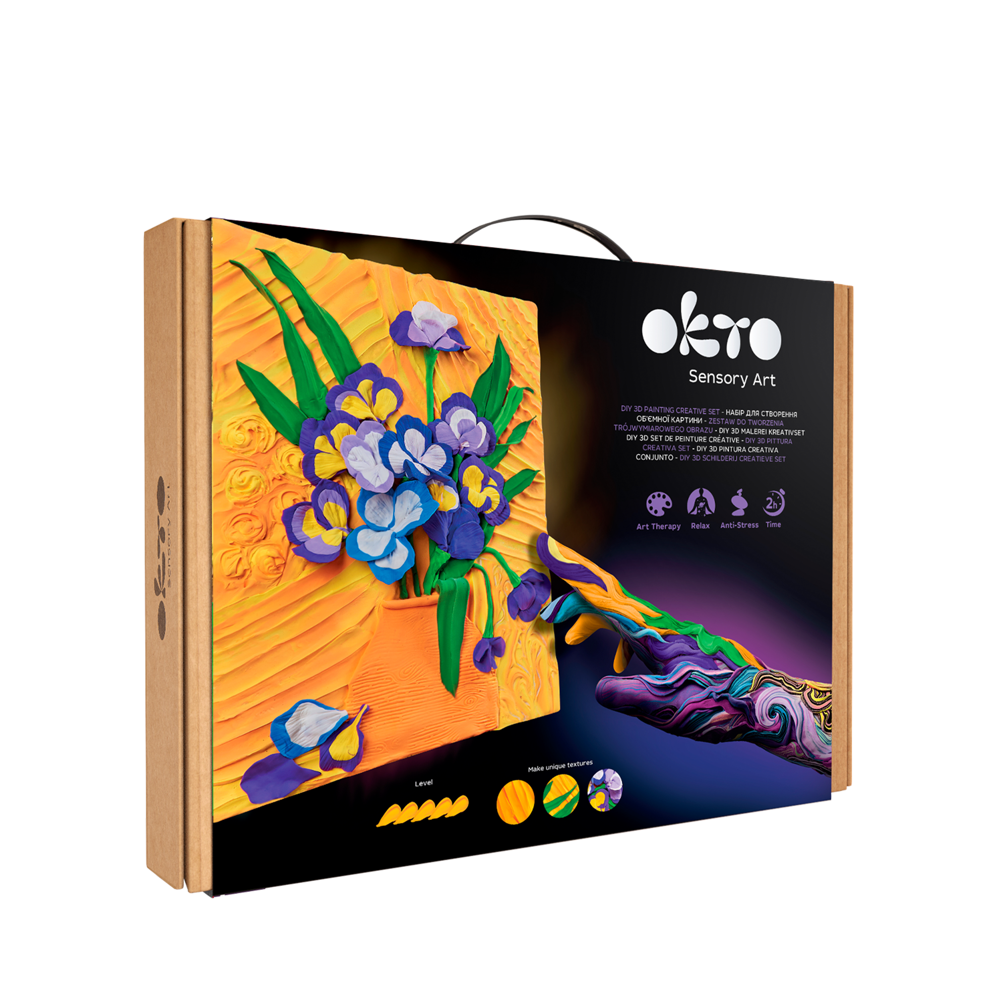 Okto Sensory Art 3d Painting “irises” – 11.8” X 15.7” Canvas Kit