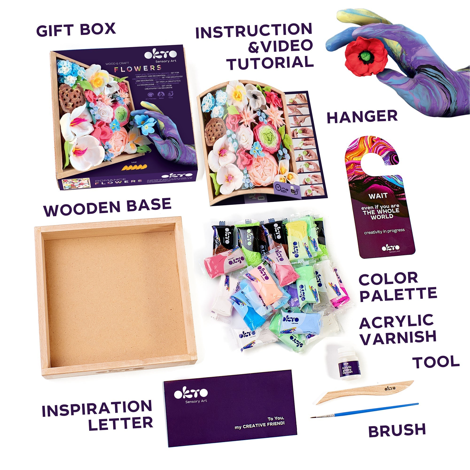 Okto Sensory Art 3d Woodcraft “romance” – Flowers Craft Kit