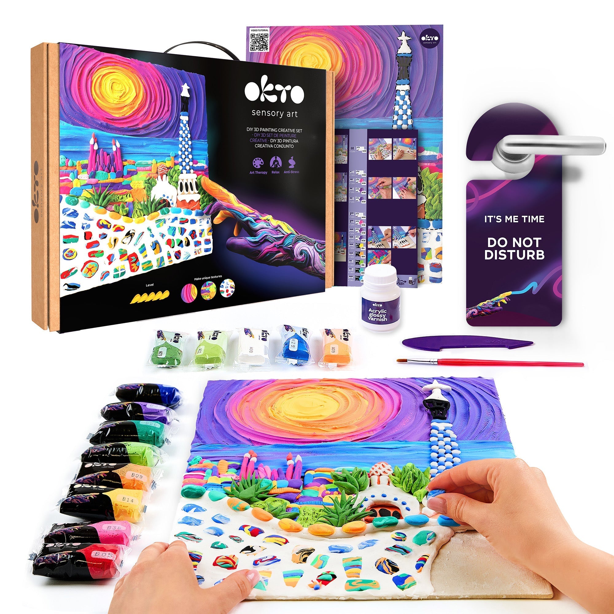 Okto Air-dry Clay 3d Painting Kit – #parkguellbarcelona (11.8 X 15.7 In)
