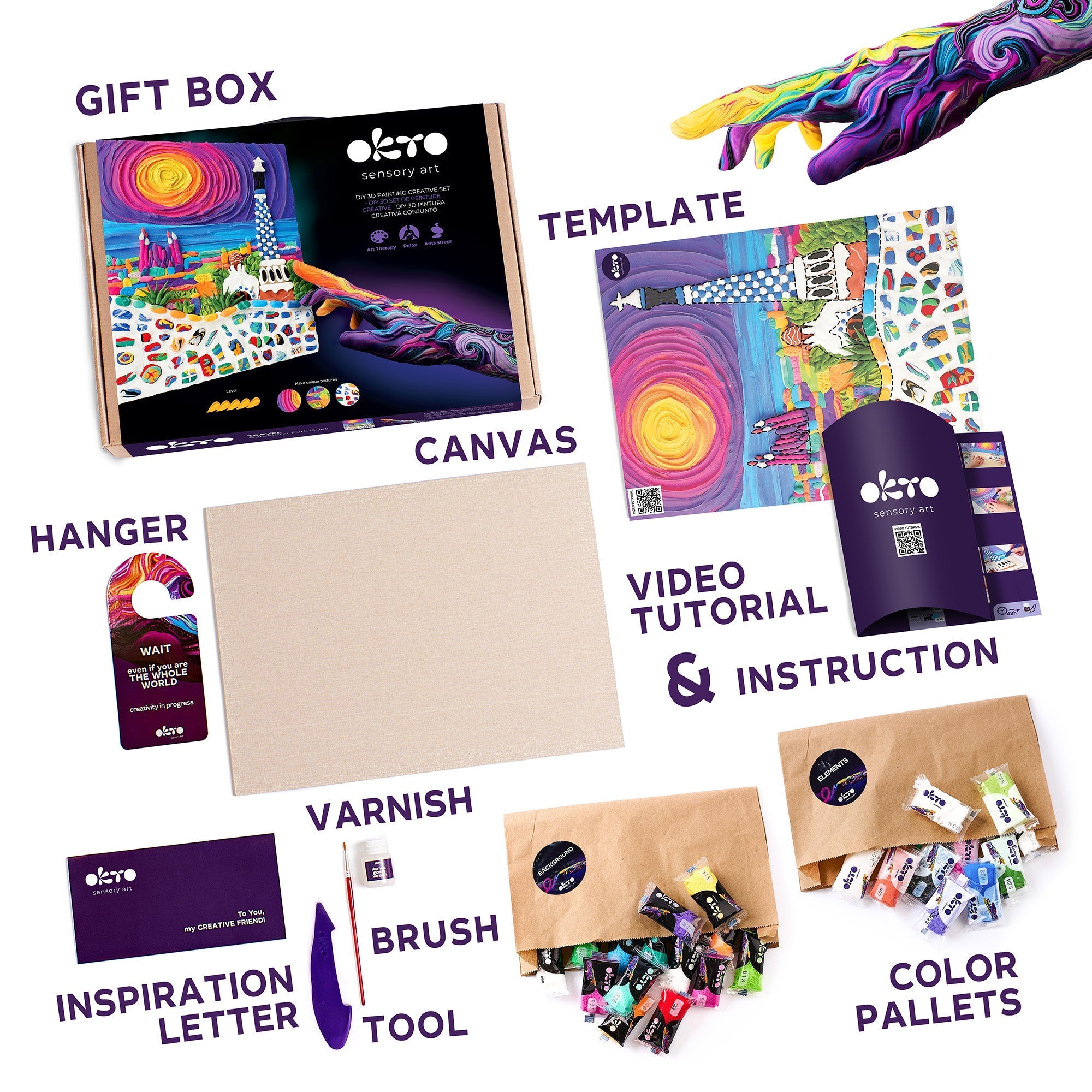 Okto Air-dry Clay 3d Painting Kit – #parkguellbarcelona (11.8 X 15.7 In)