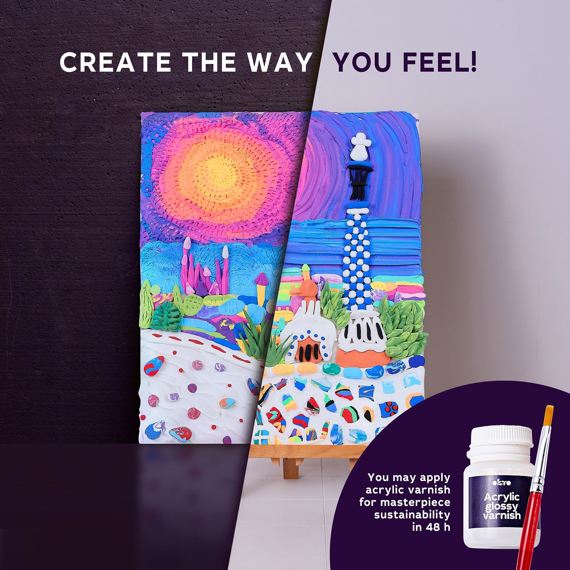Okto Air-dry Clay 3d Painting Kit – #parkguellbarcelona (11.8 X 15.7 In)
