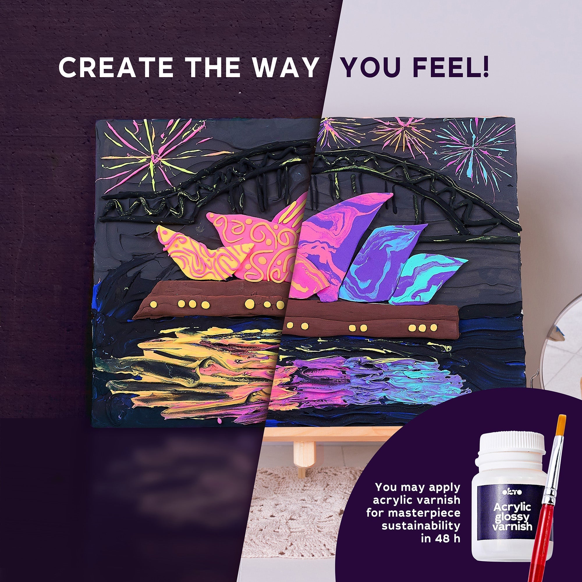Okto Air-dry Clay 3d Painting Kit – #sydneyoperahouse (11.8 X 15.7 In)