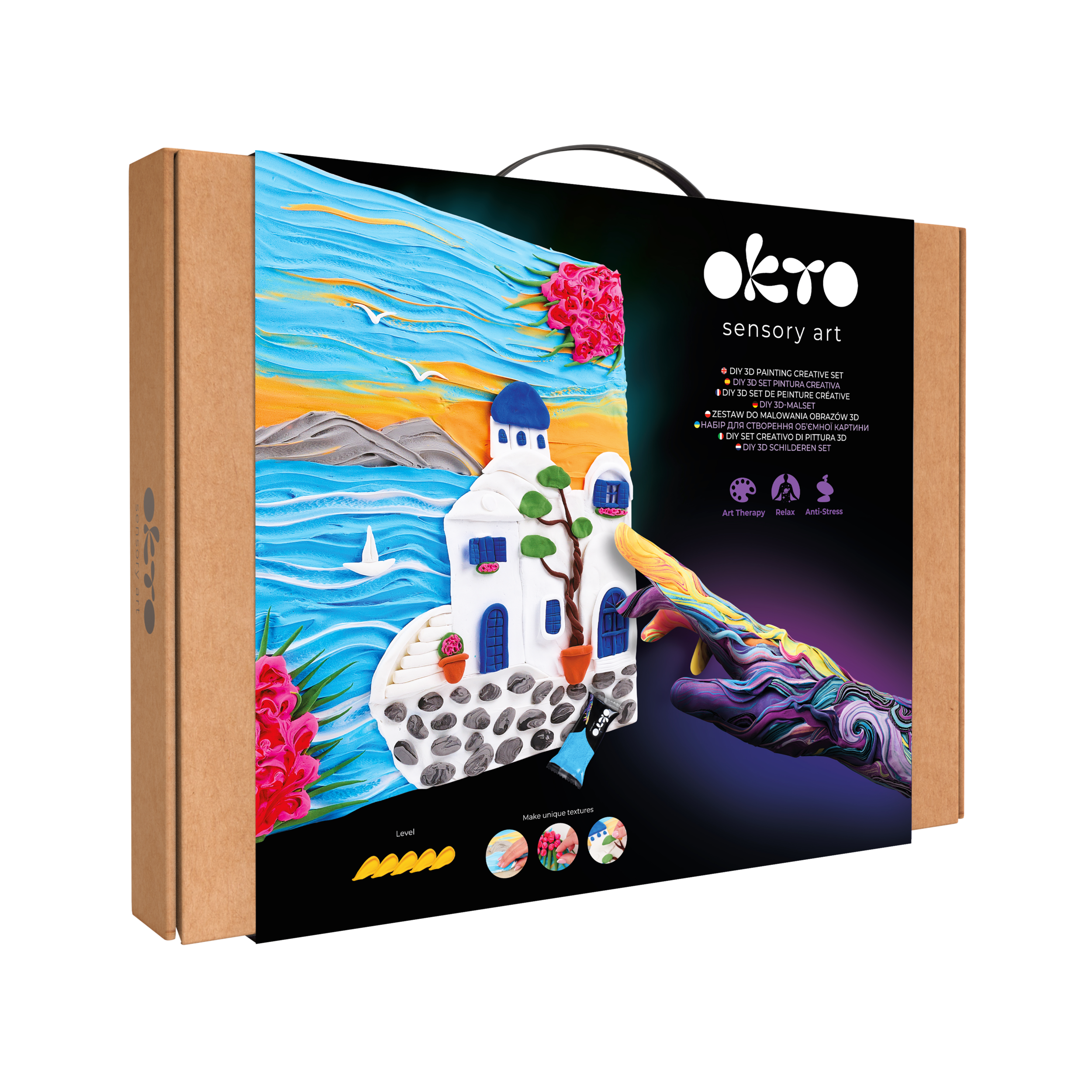 Okto 3d Clay Painting — Santorini  (≈16×12 In) — Ages 14+