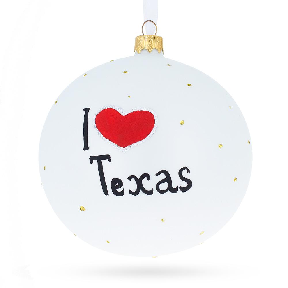 I Love Texas Glass Ball Christmas Ornament 4 Inches